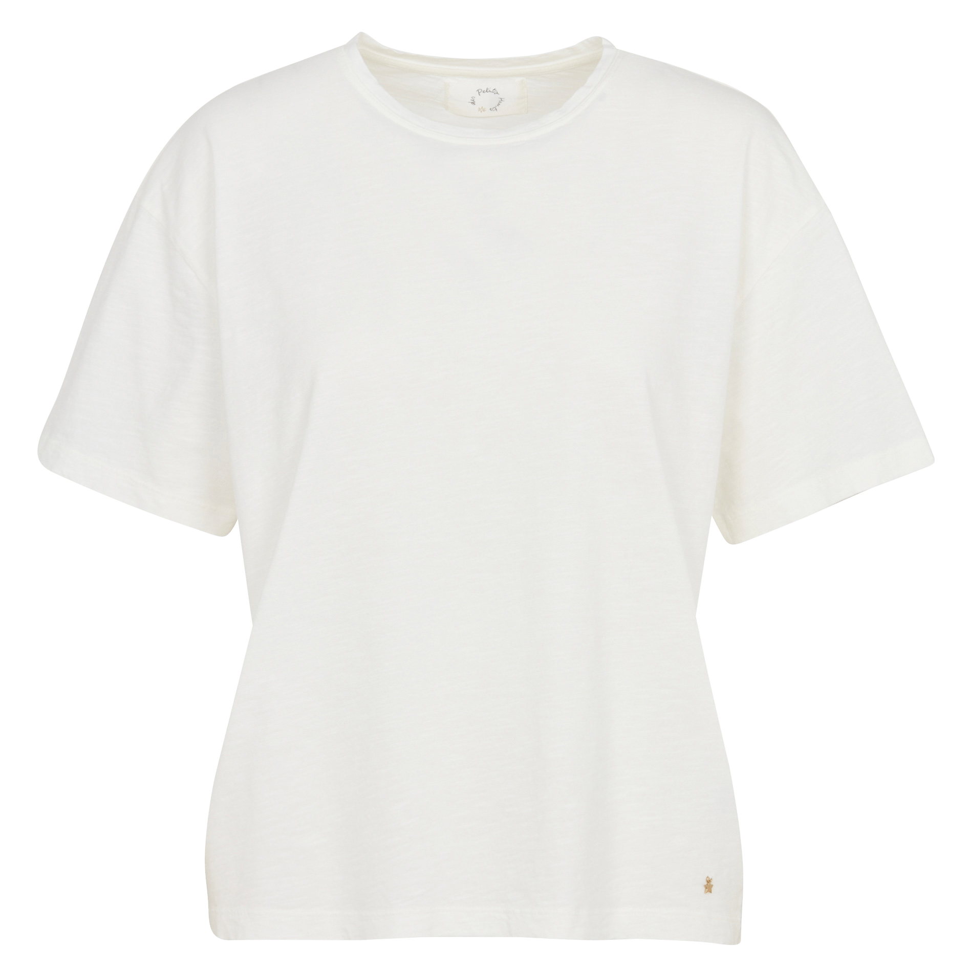 Tee-shirt droit col rond en coton DES PETITS HAUTS Beige