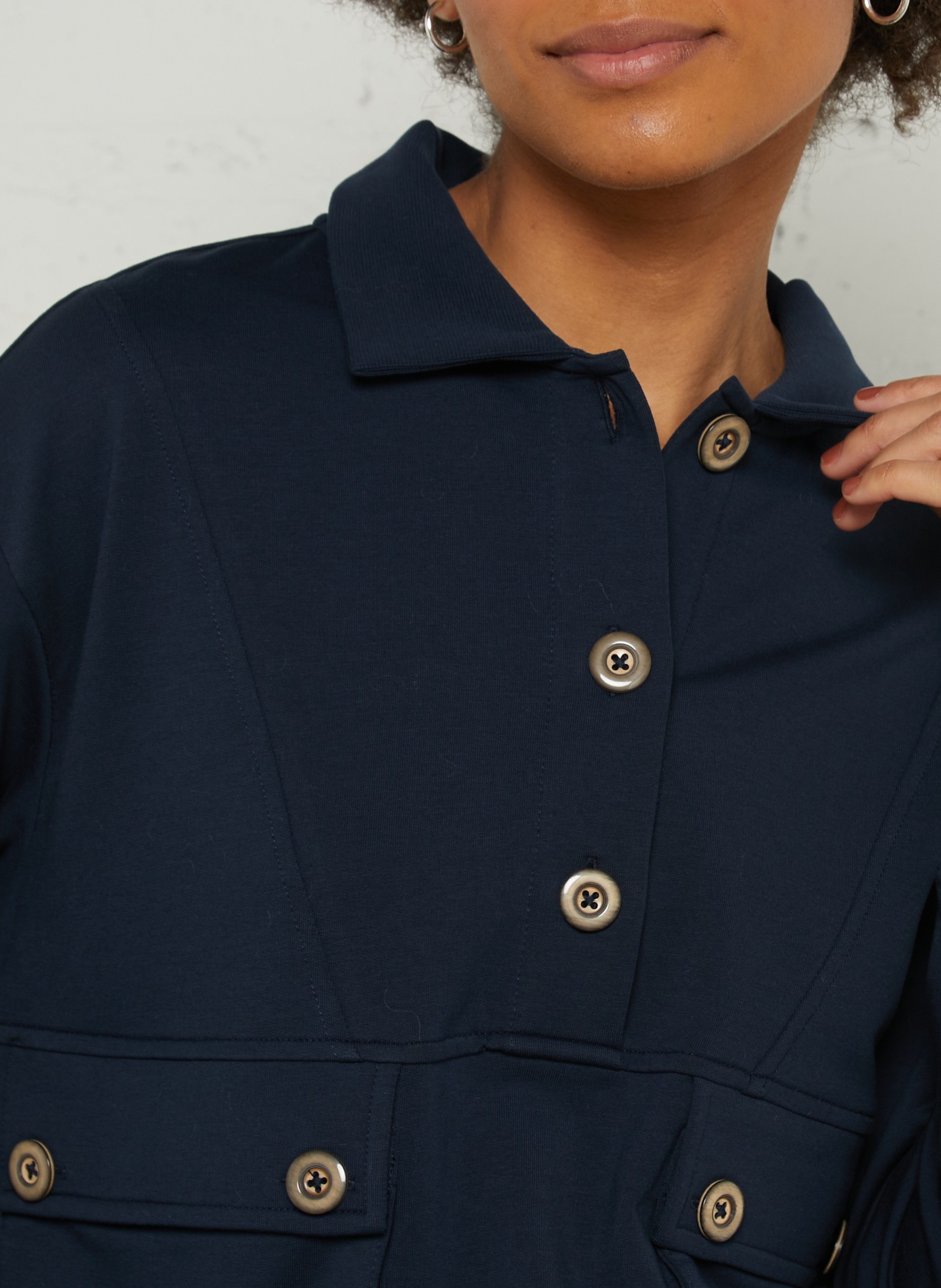 Polo collar sweatshirt in blended cotton MAISON 123 Blue