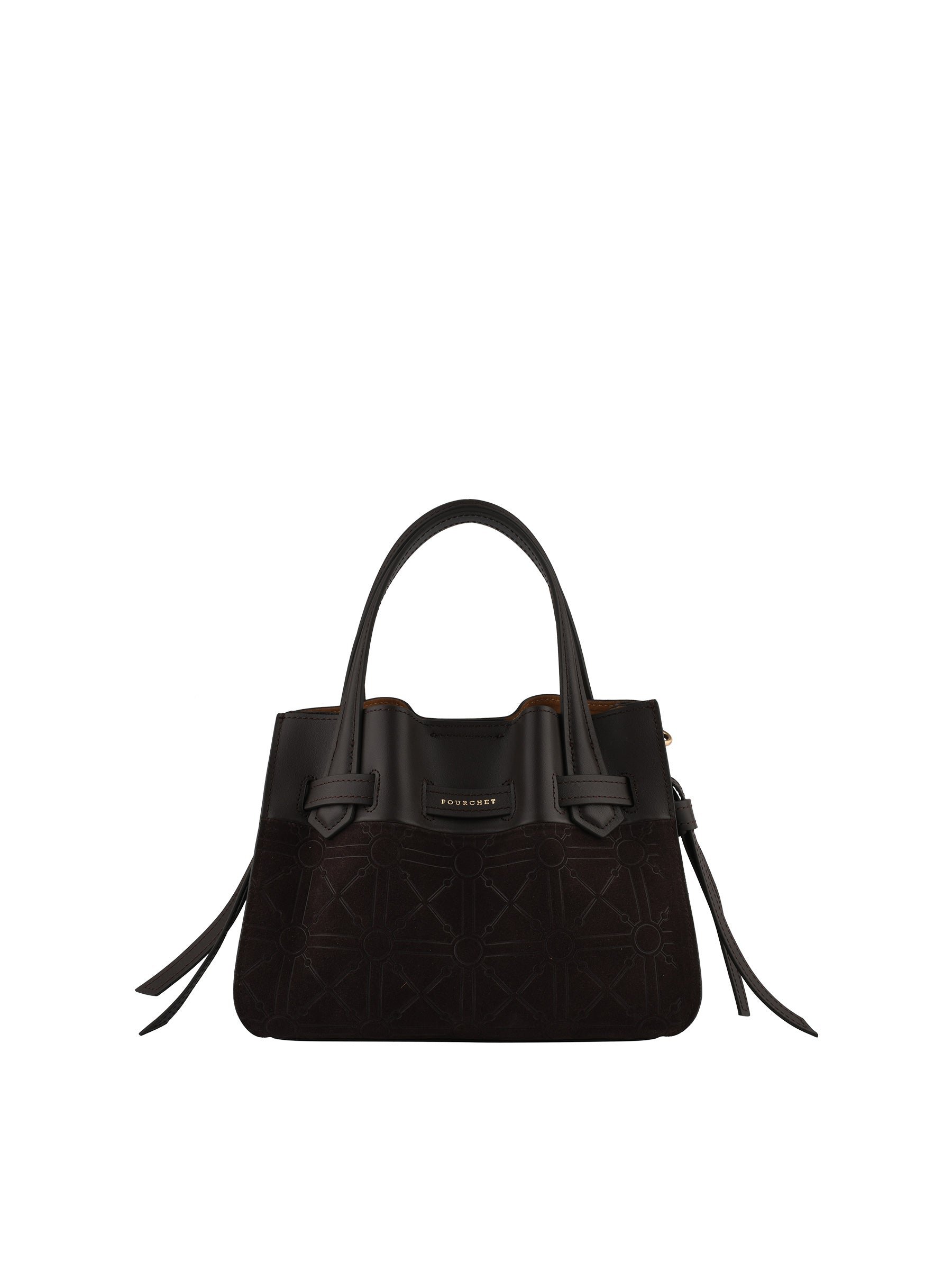 Suede and leather handbag POURCHET