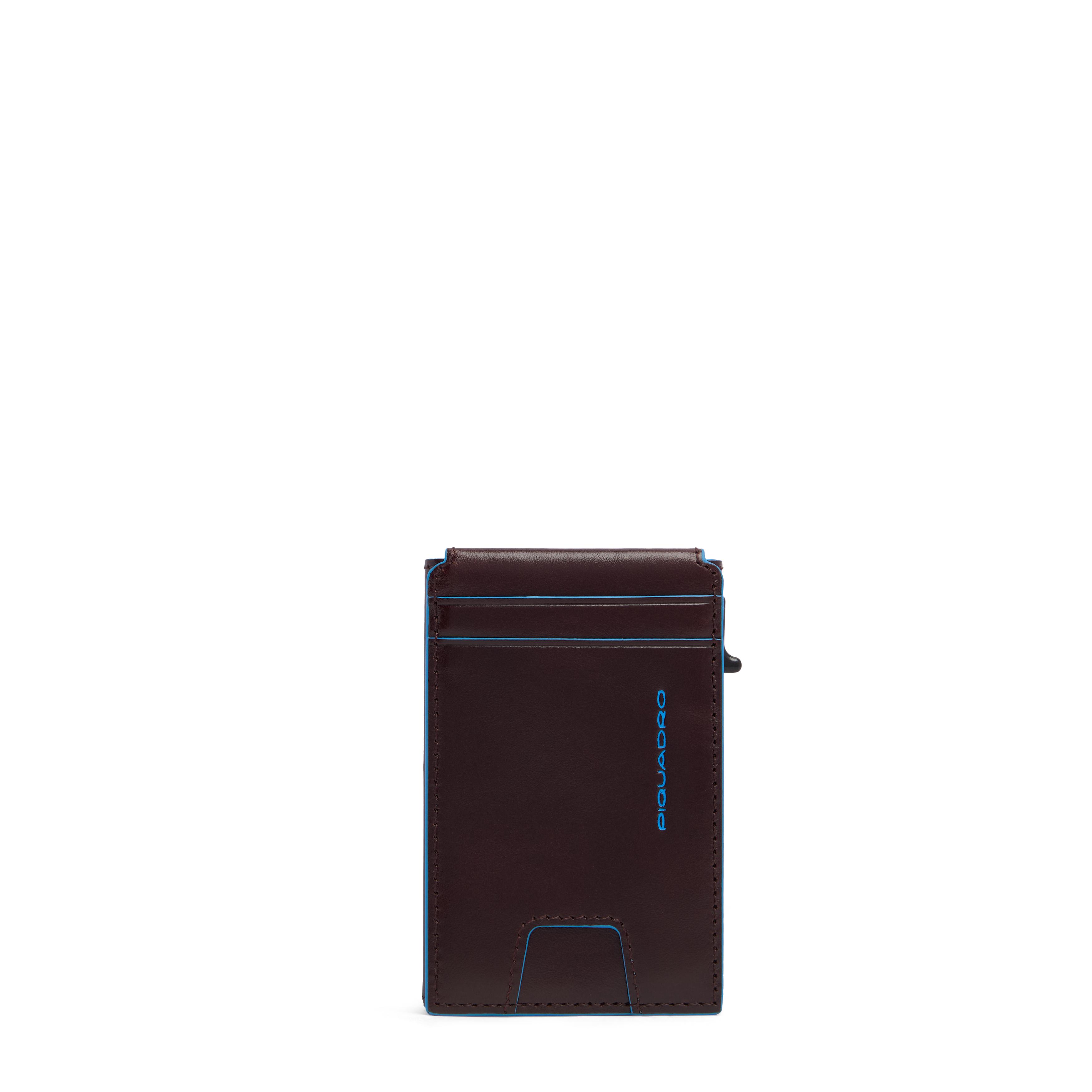 Automatic cardholder with foldable ID holder PIQUADRO Brown