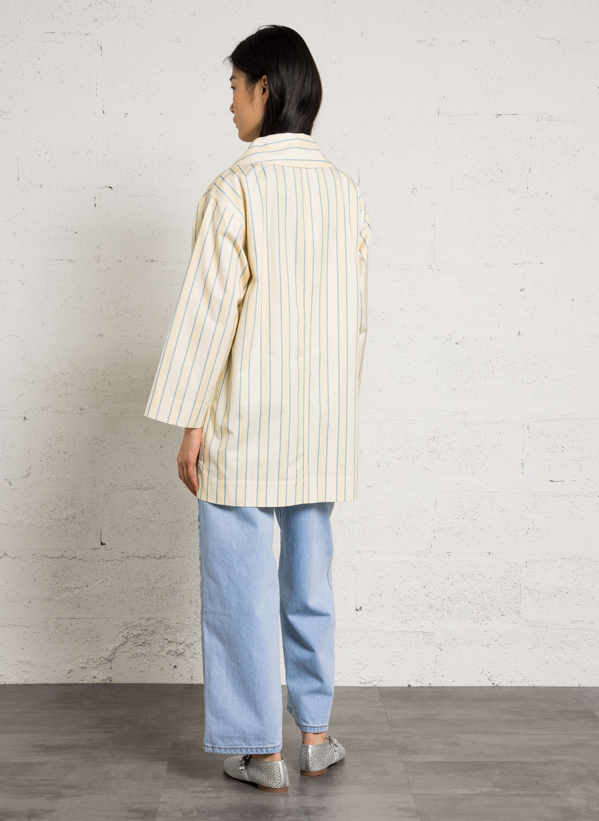 Striped jacket with classic collar THE TINY BIG SISTER Beige