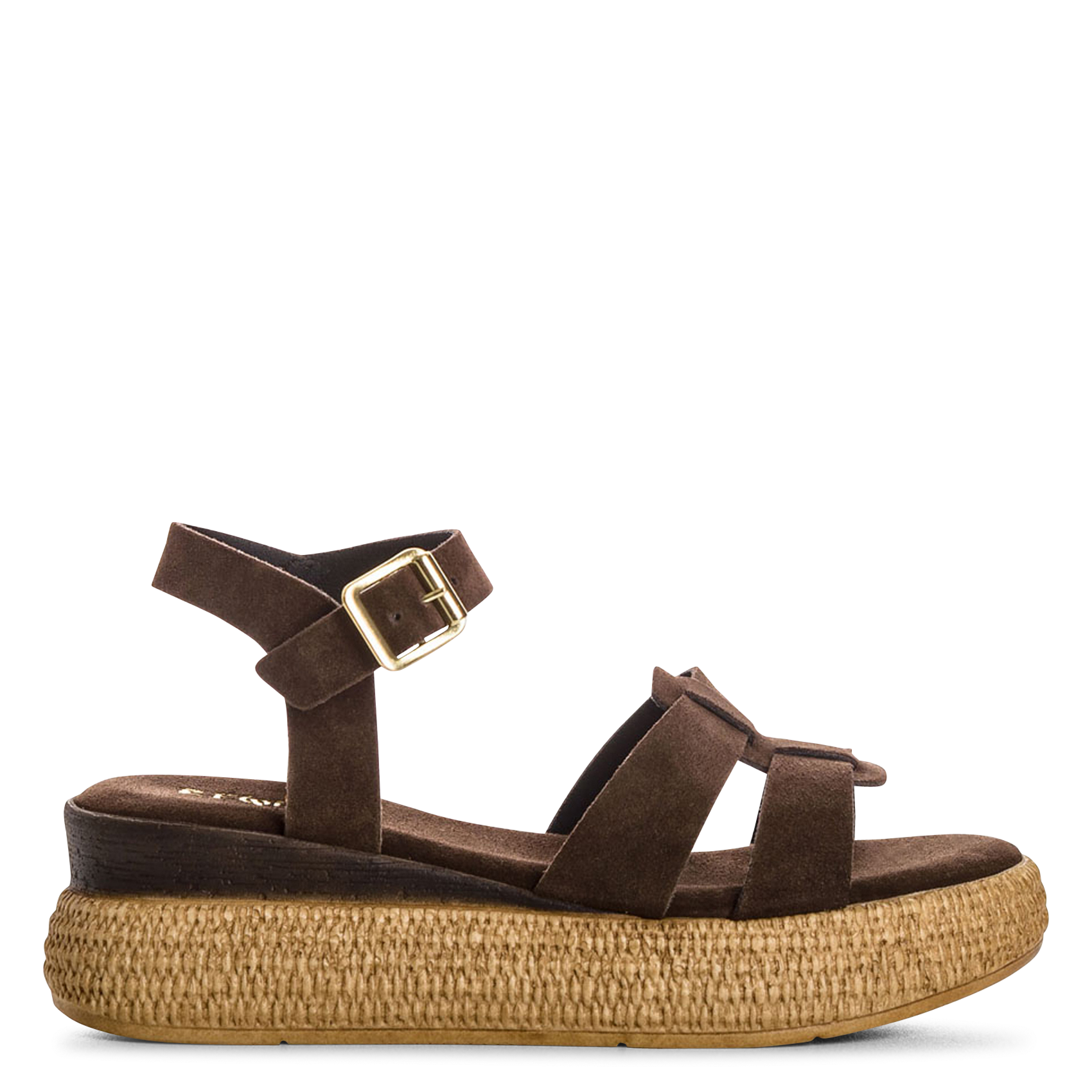Veloursleder-Sandalen mit Keilabsatz REQINS Braun