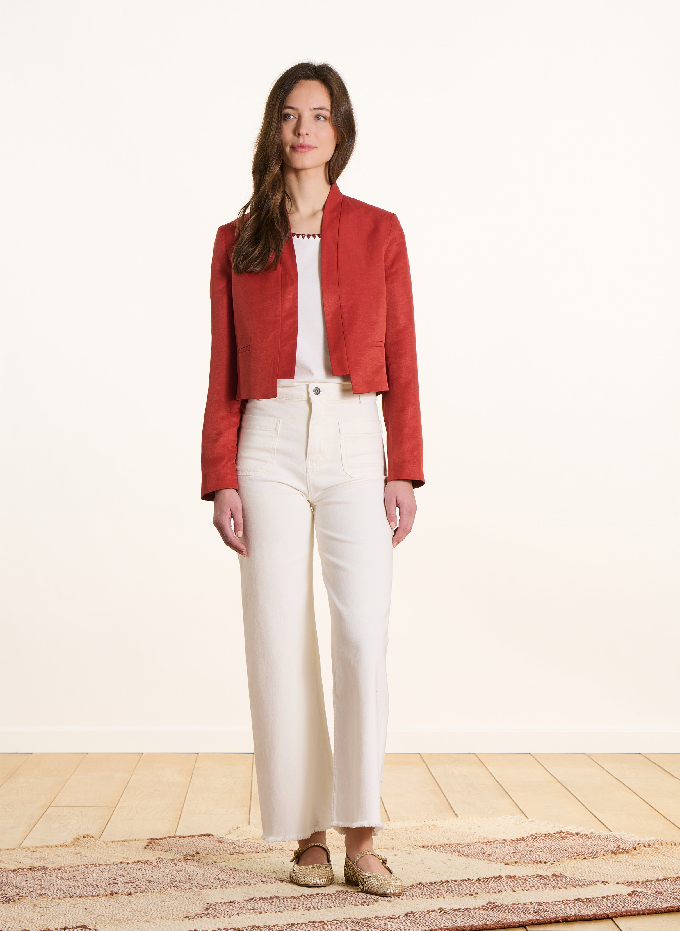 Kurzes Blazer aus Leinenmischung LA FEE MARABOUTEE Orange