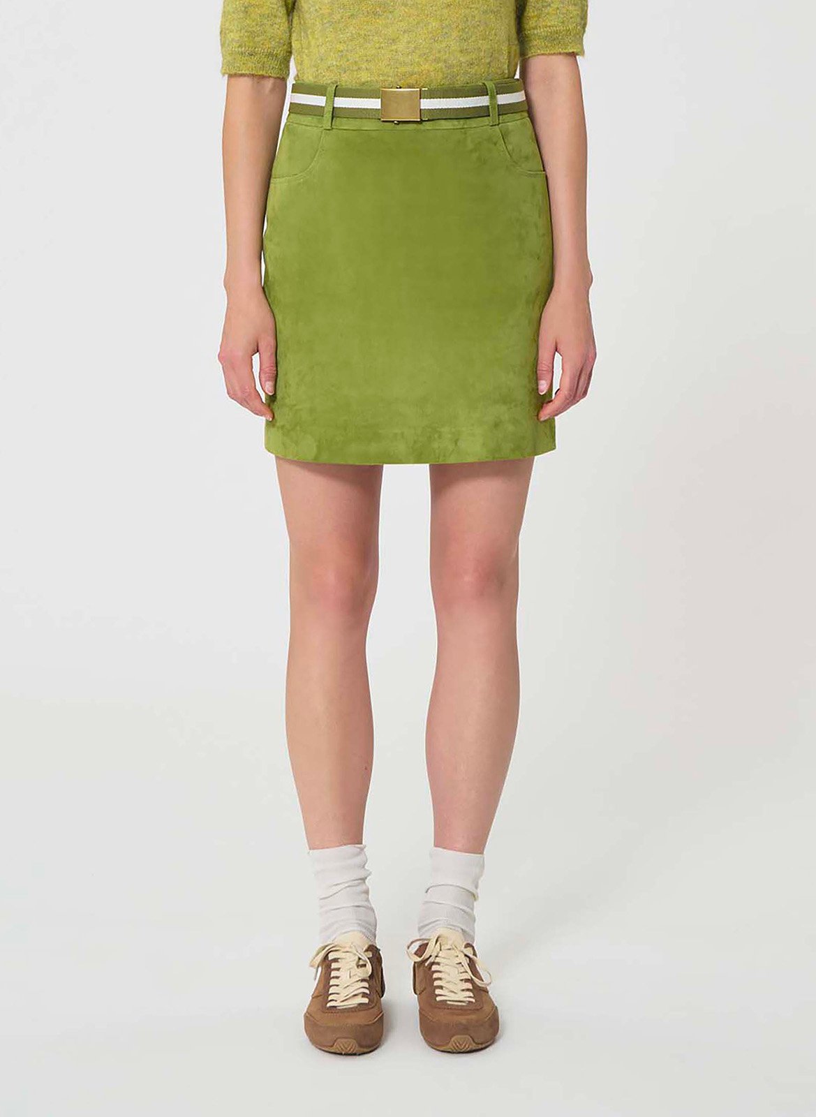 Jupe courte taille haute en daim TARA JARMON Vert