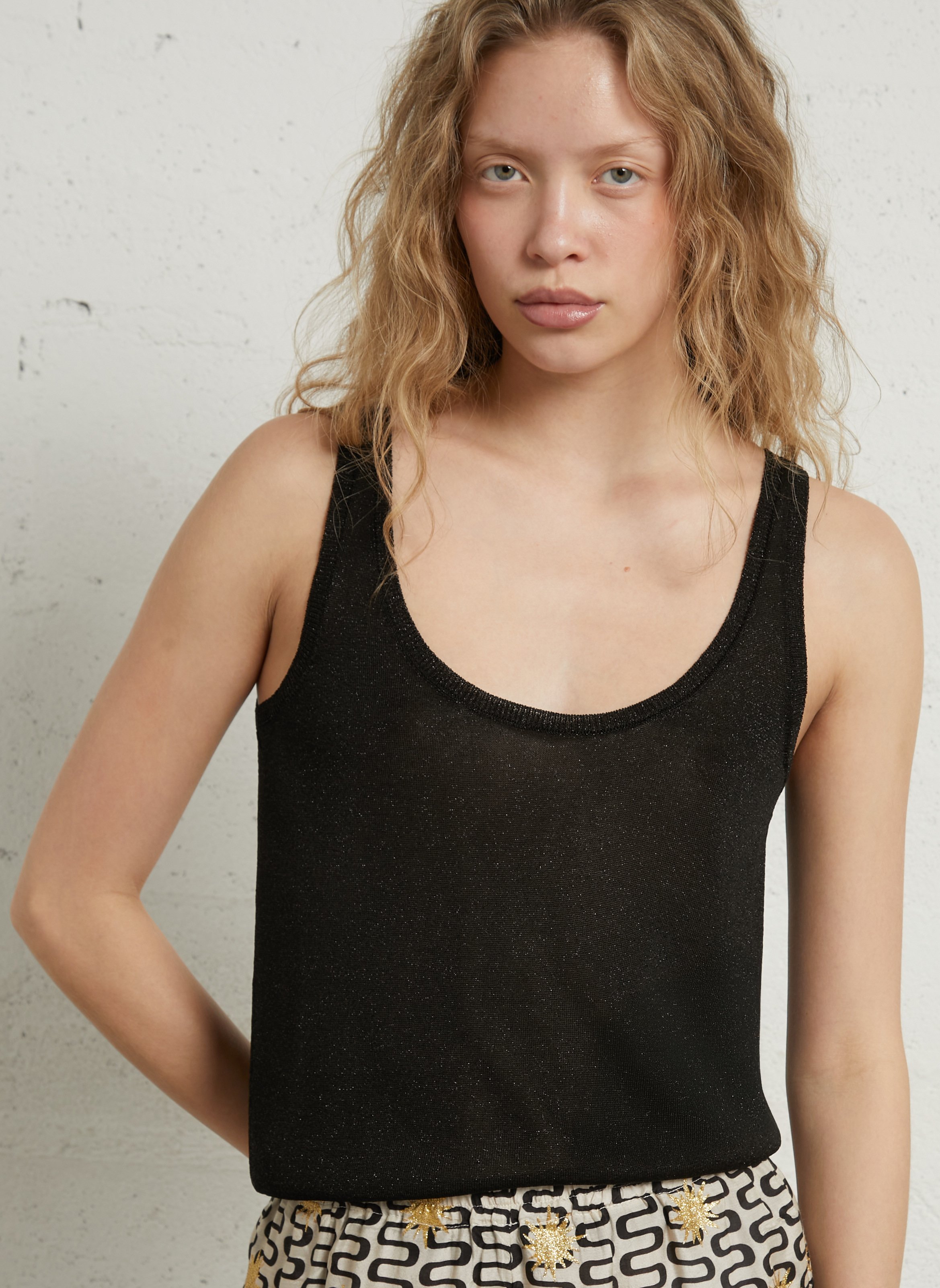 Débardeur droit brillant MAJESTIC FILATURES Noir