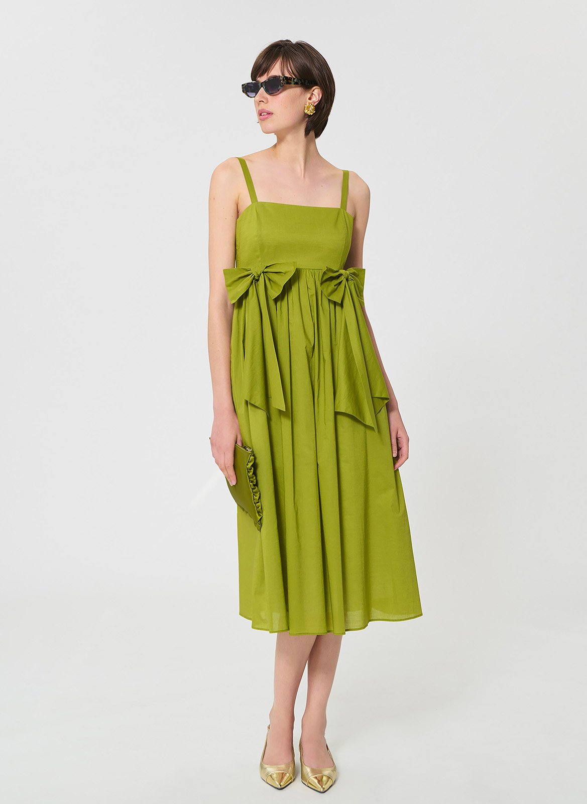 Robe midi à bretelles unie TARA JARMON Vert