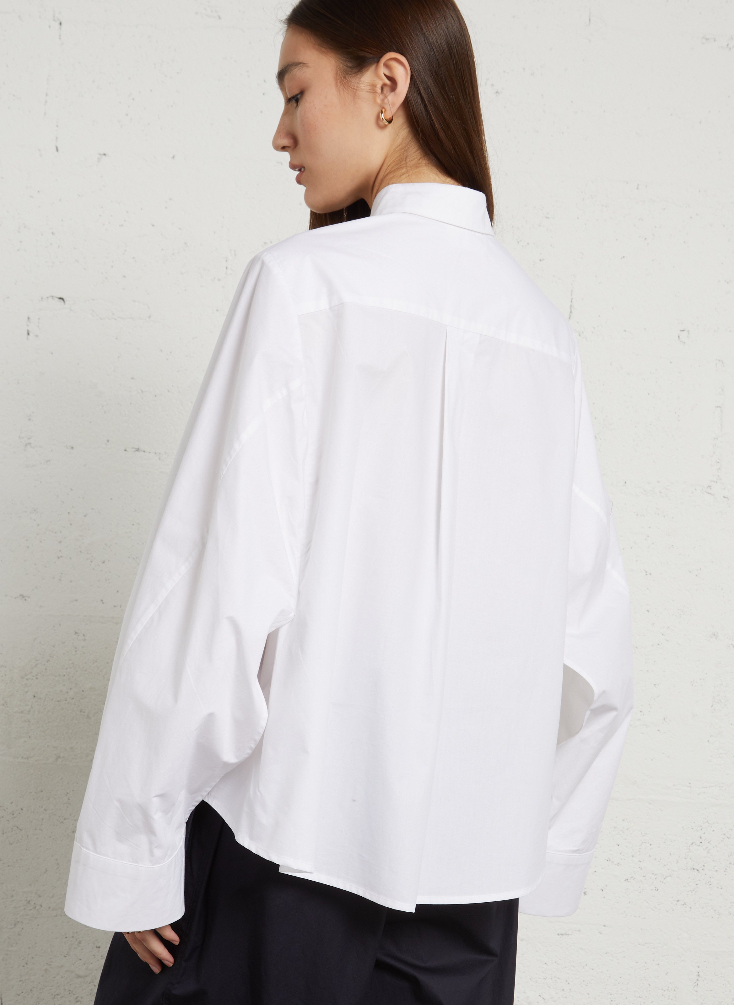 Oversize-Bluse aus Baumwolle mit klassischem Kragen RAE ANTWERP Weiss