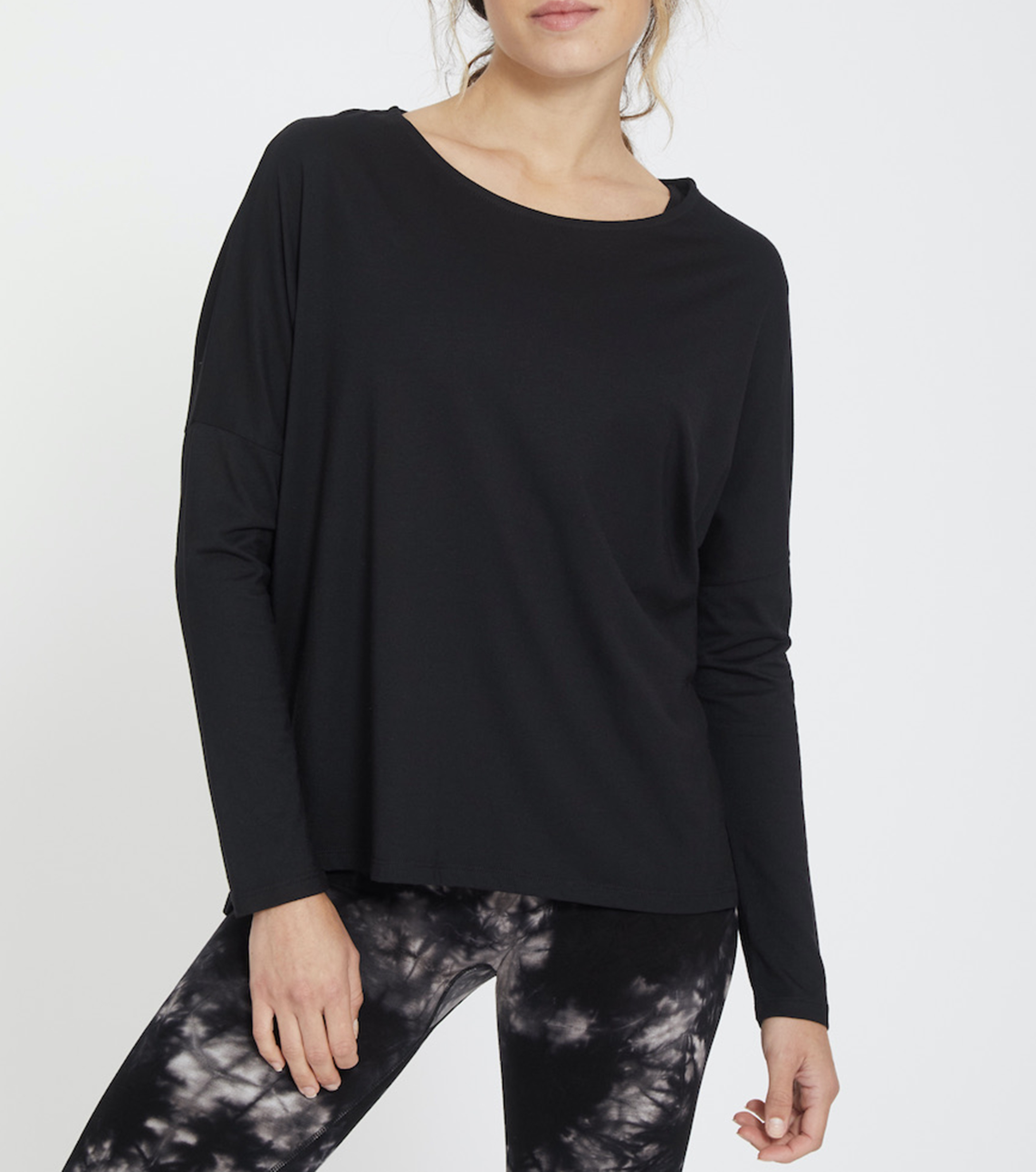 Gerade geschnittenes T-Shirt aus Baumwoll-Mix YOGA SEARCHER Schwarz