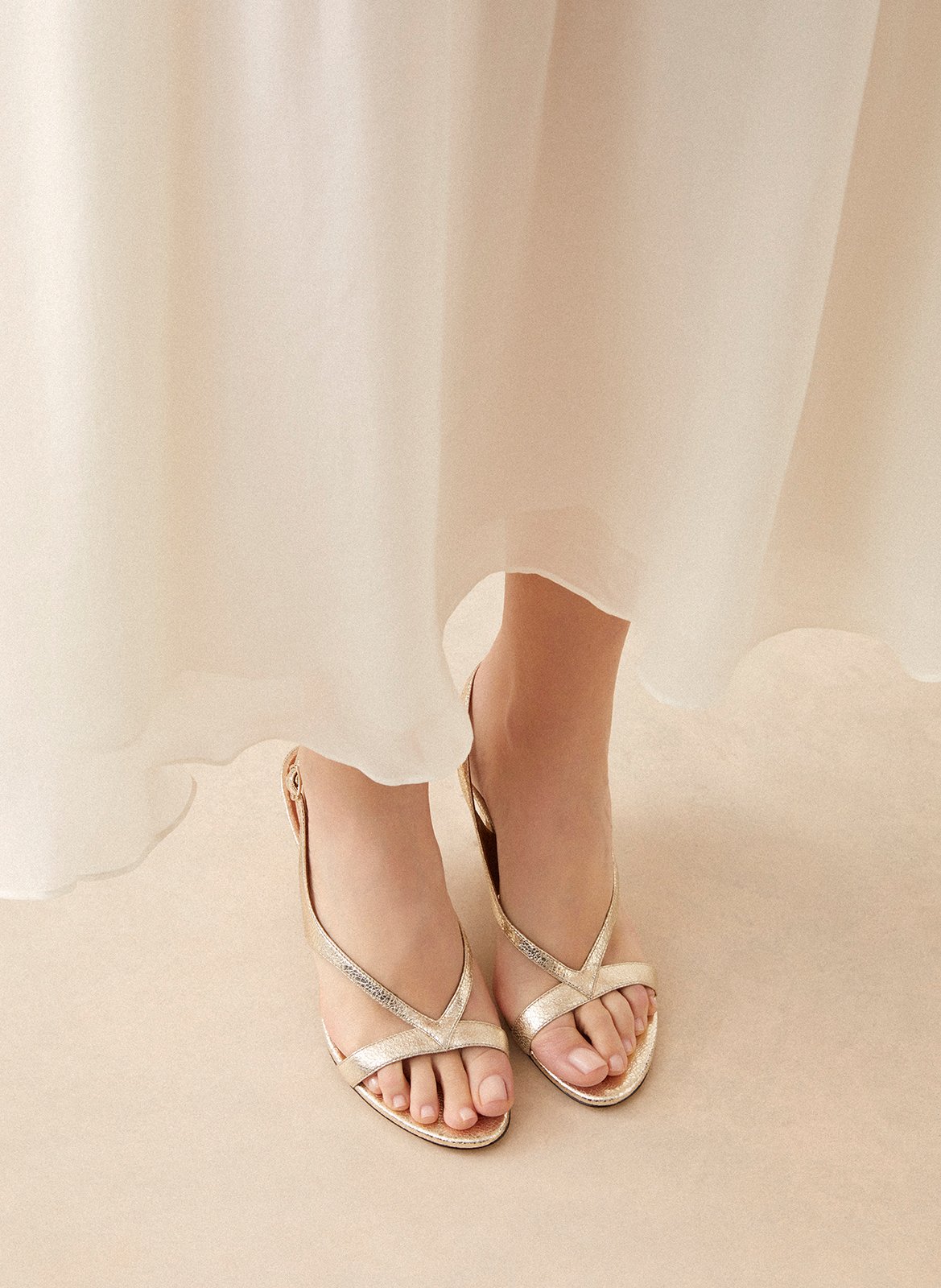 Ledersandalen mit Absatz, Metallic-Look RIVECOUR Silber