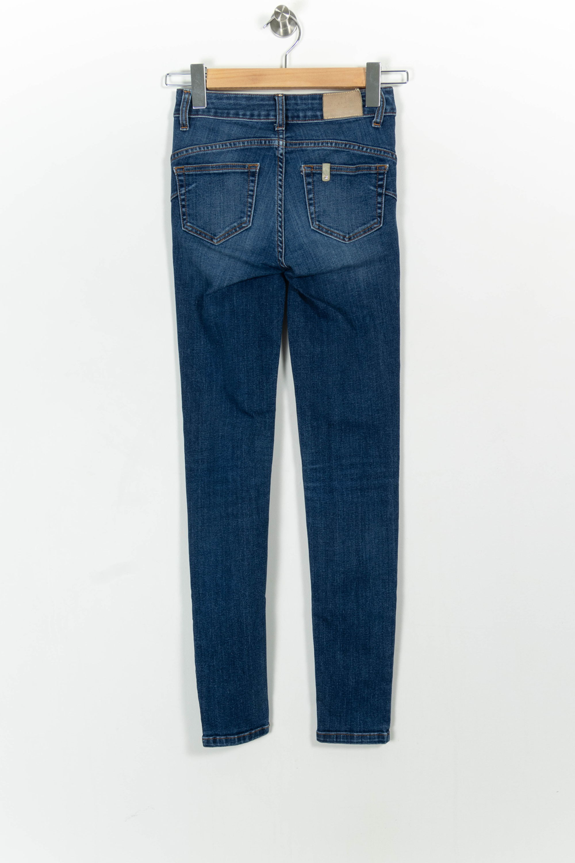 Cropped slim jeans with studs LIU JO - SECONDE MAIN Blue