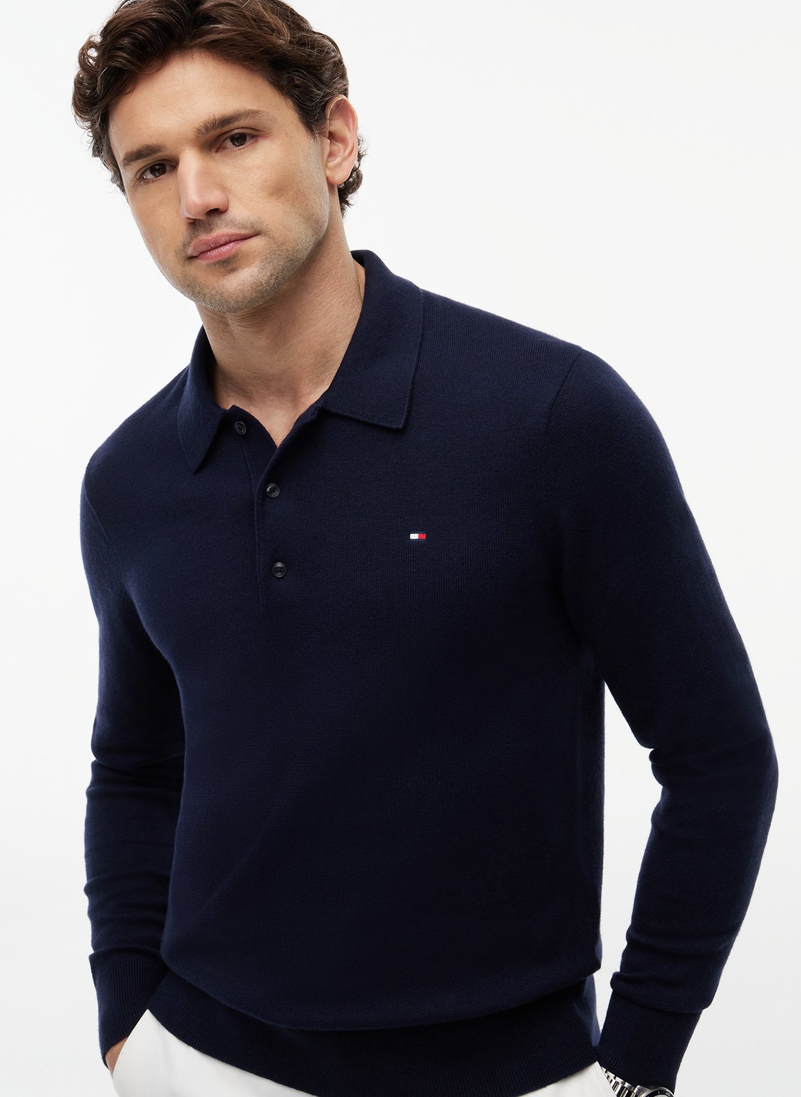 Polo droit en coton bio mélangé TOMMY HILFIGER Bleu
