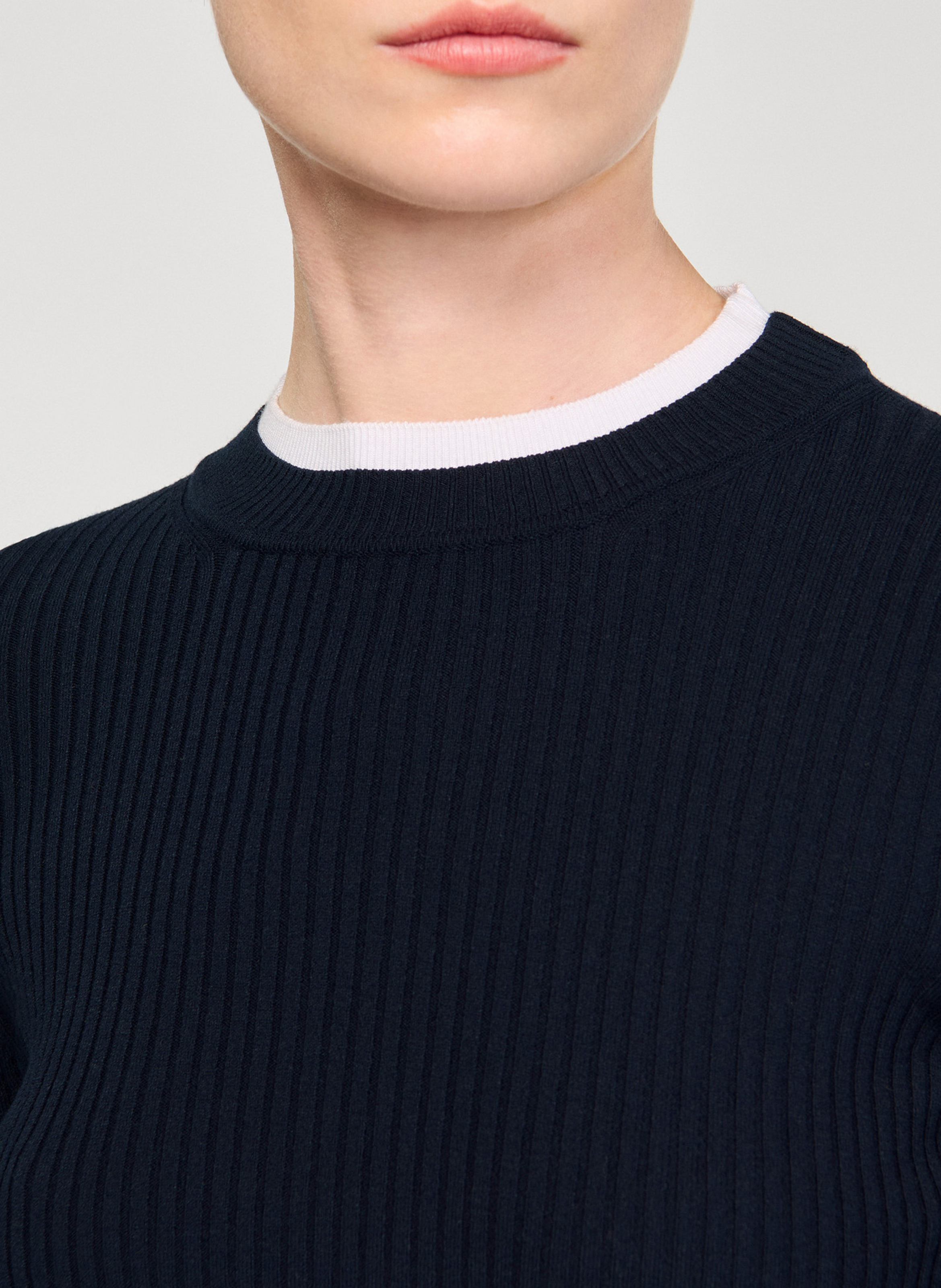 Kurzärmliger Pullover mit Rundhalsausschnitt SANDRO Blau