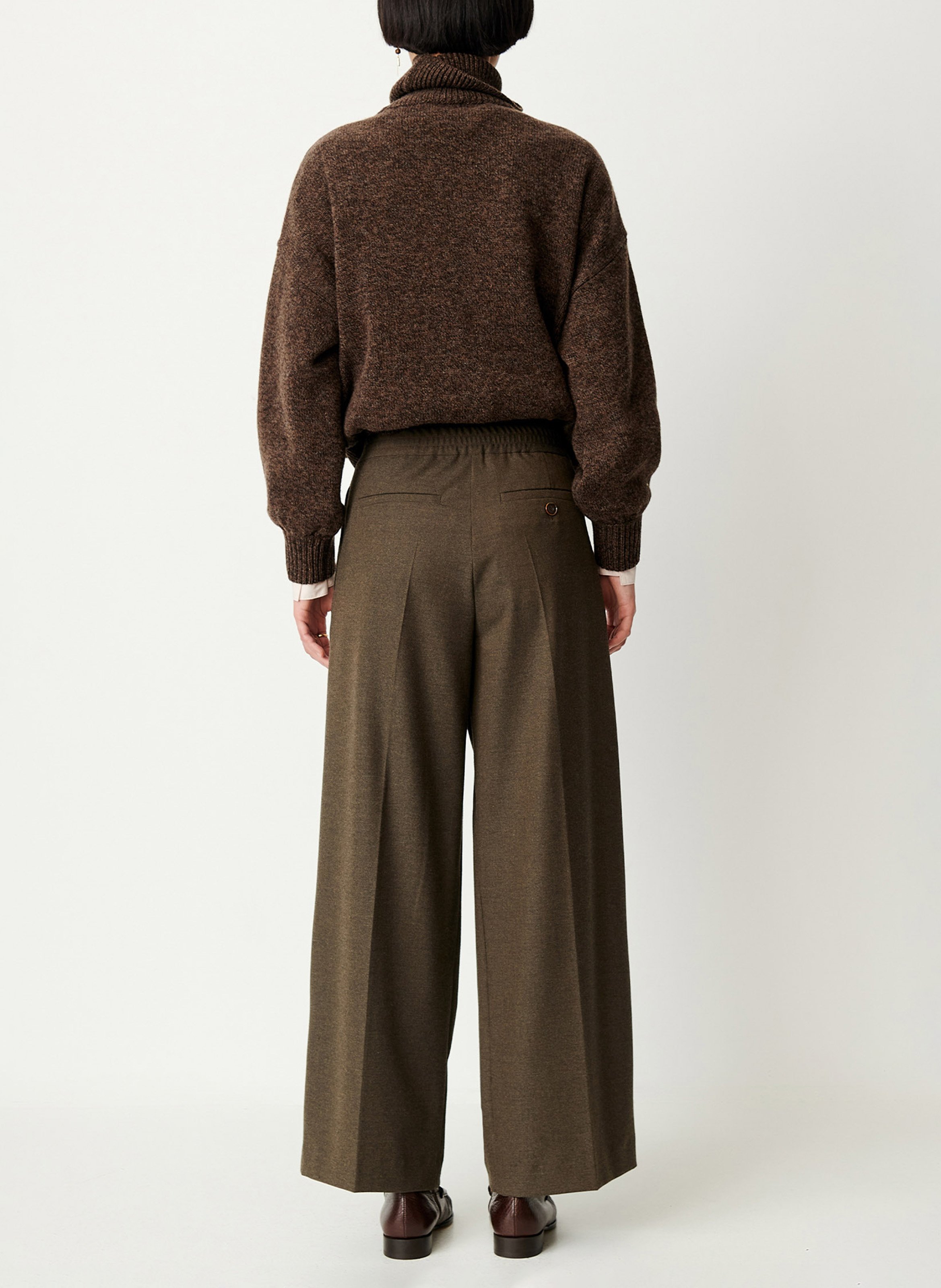 Wijde broek met hoge taille | Kaki SESSUN Dames