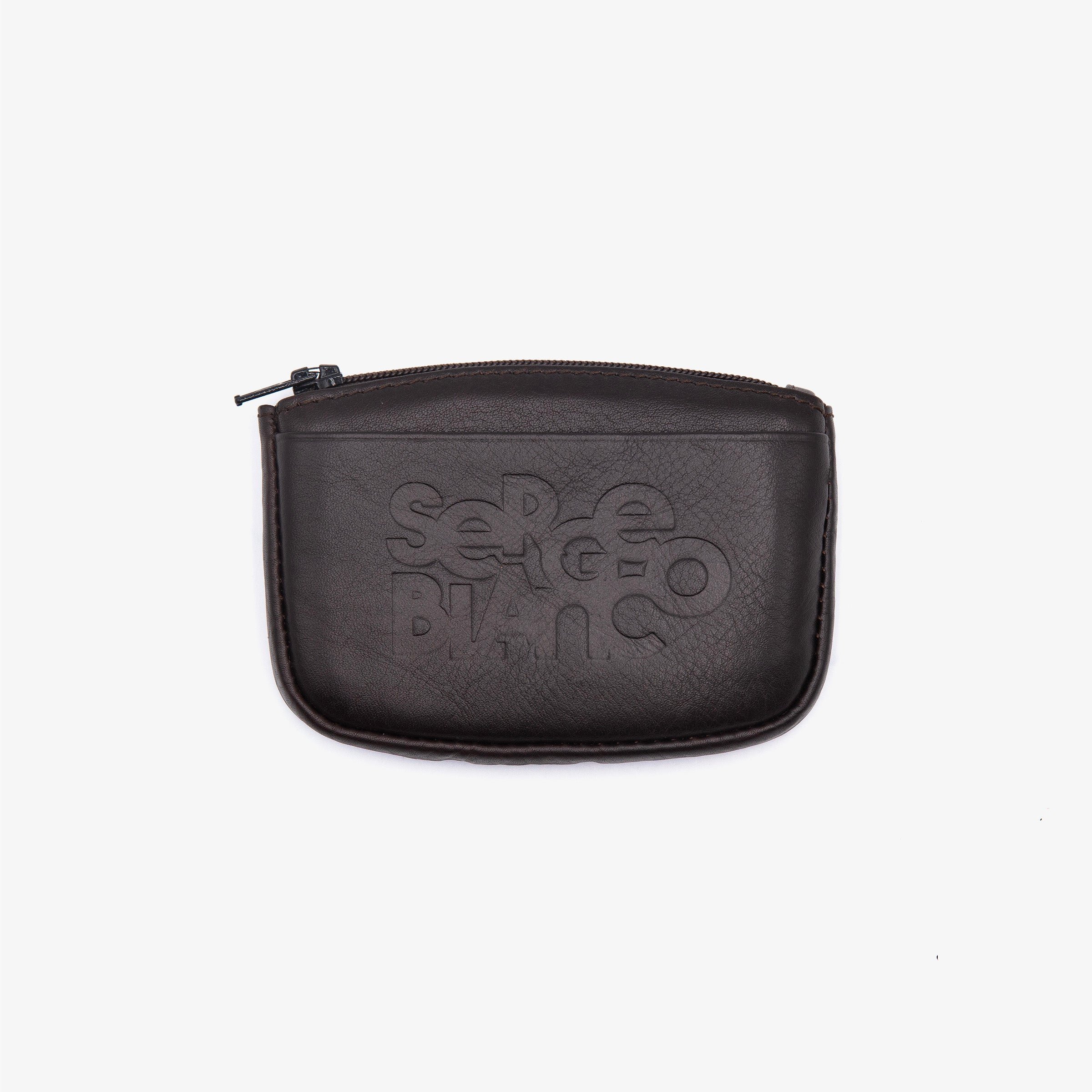 Leather zip-around wallet with embossed logo SERGE BLANCO Brown