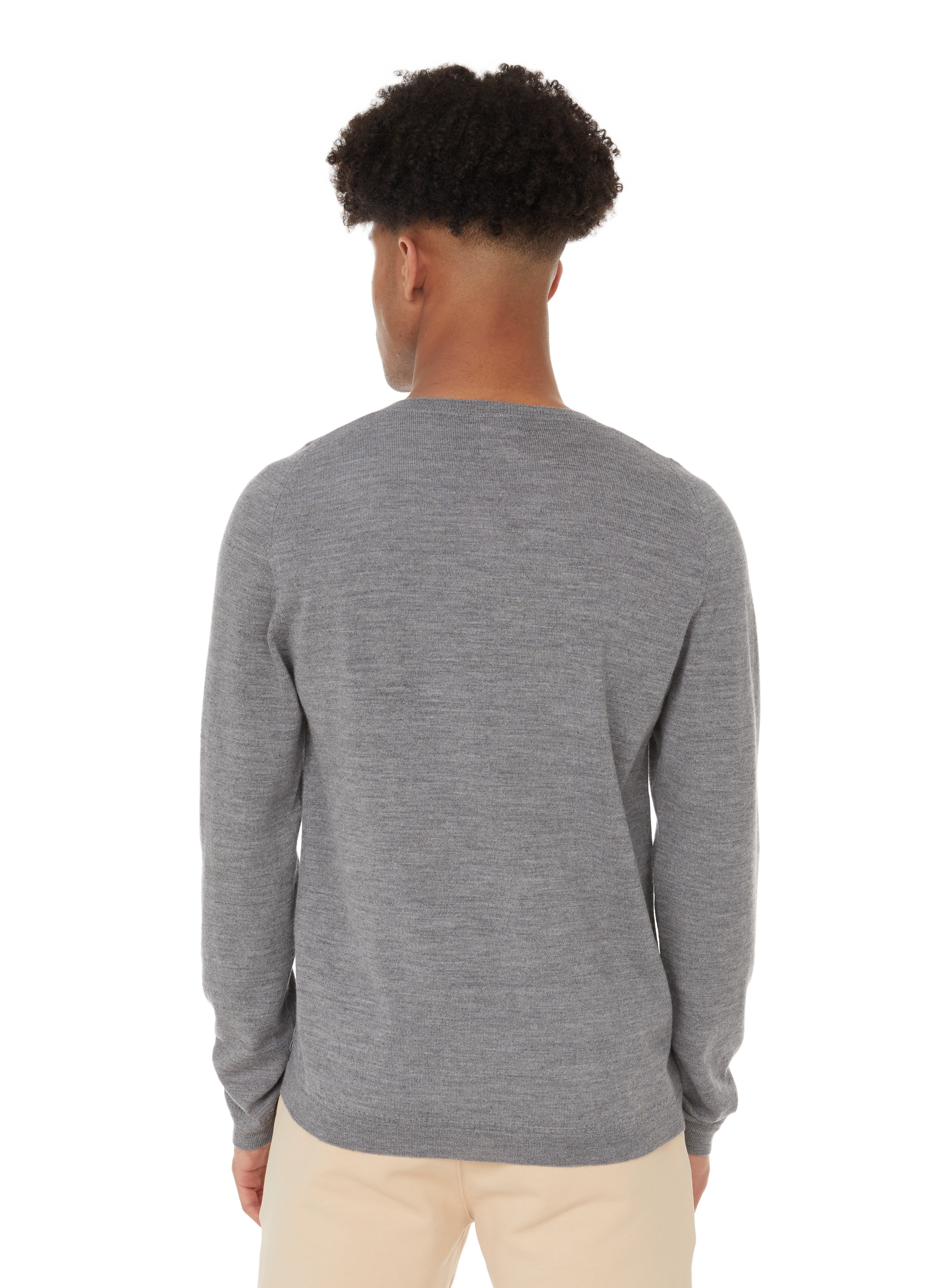 Pull col v en laine mérinos AU PRINTEMPS PARIS Argent