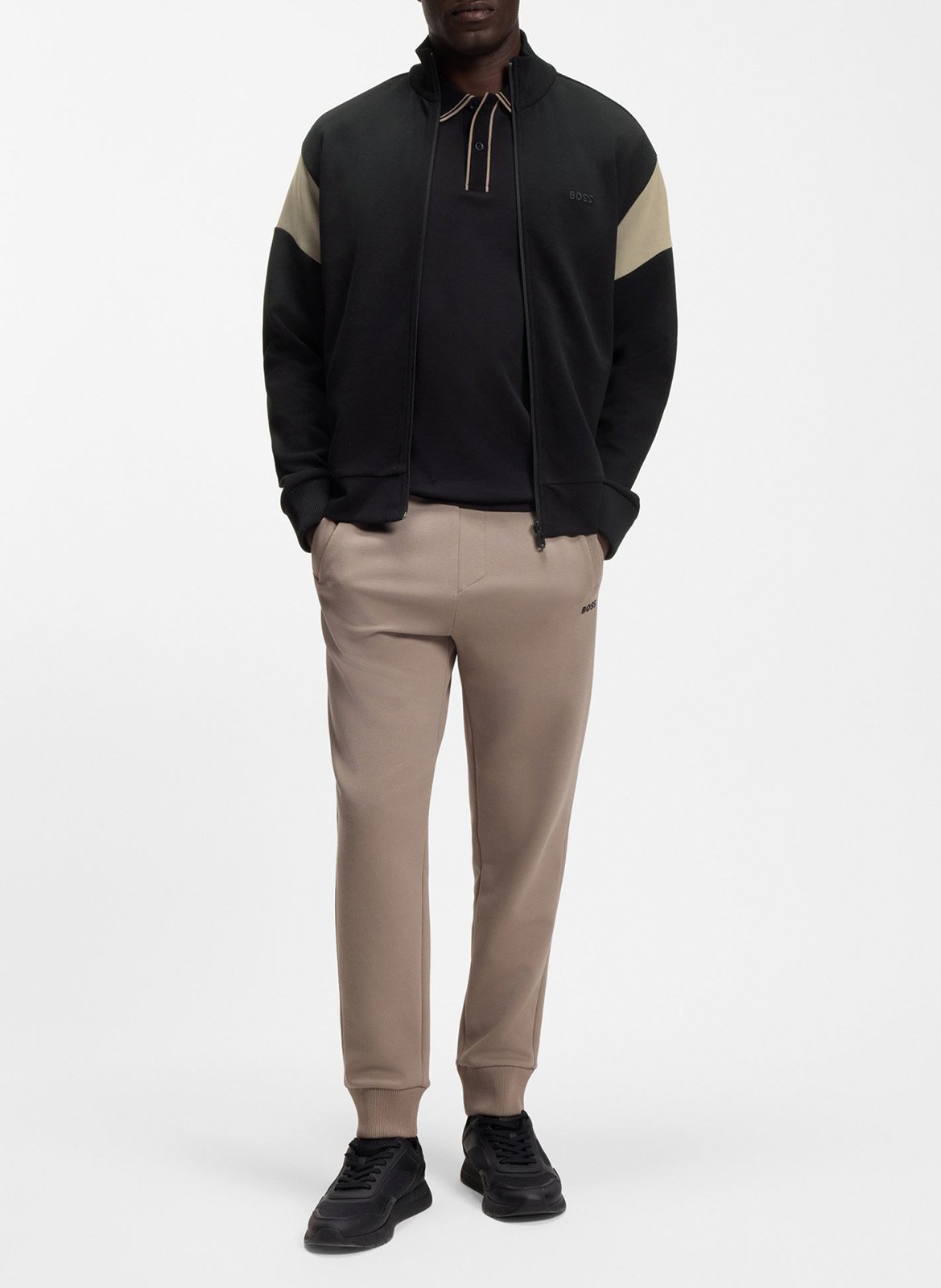 Sweat col montant en coton mélangé BOSS Noir