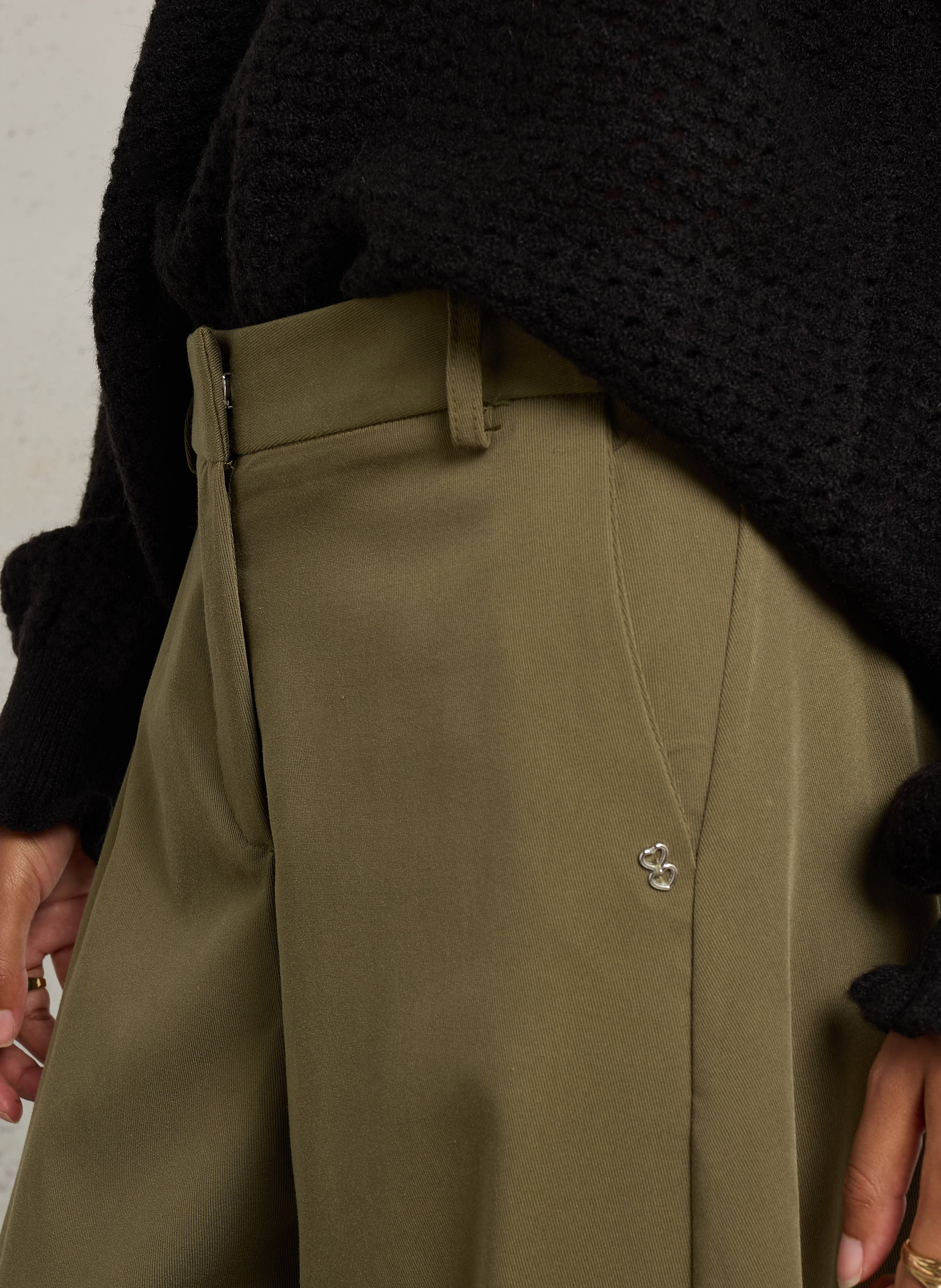 High-waisted wide-leg pants PLEASE Khaki