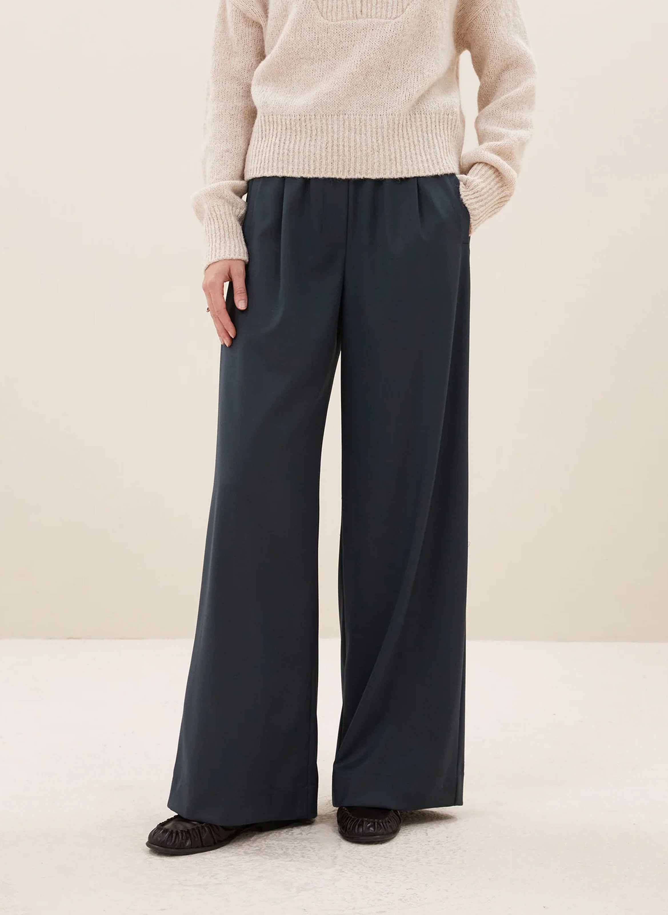 Pantalon taille haute large uni BY BAR Vert