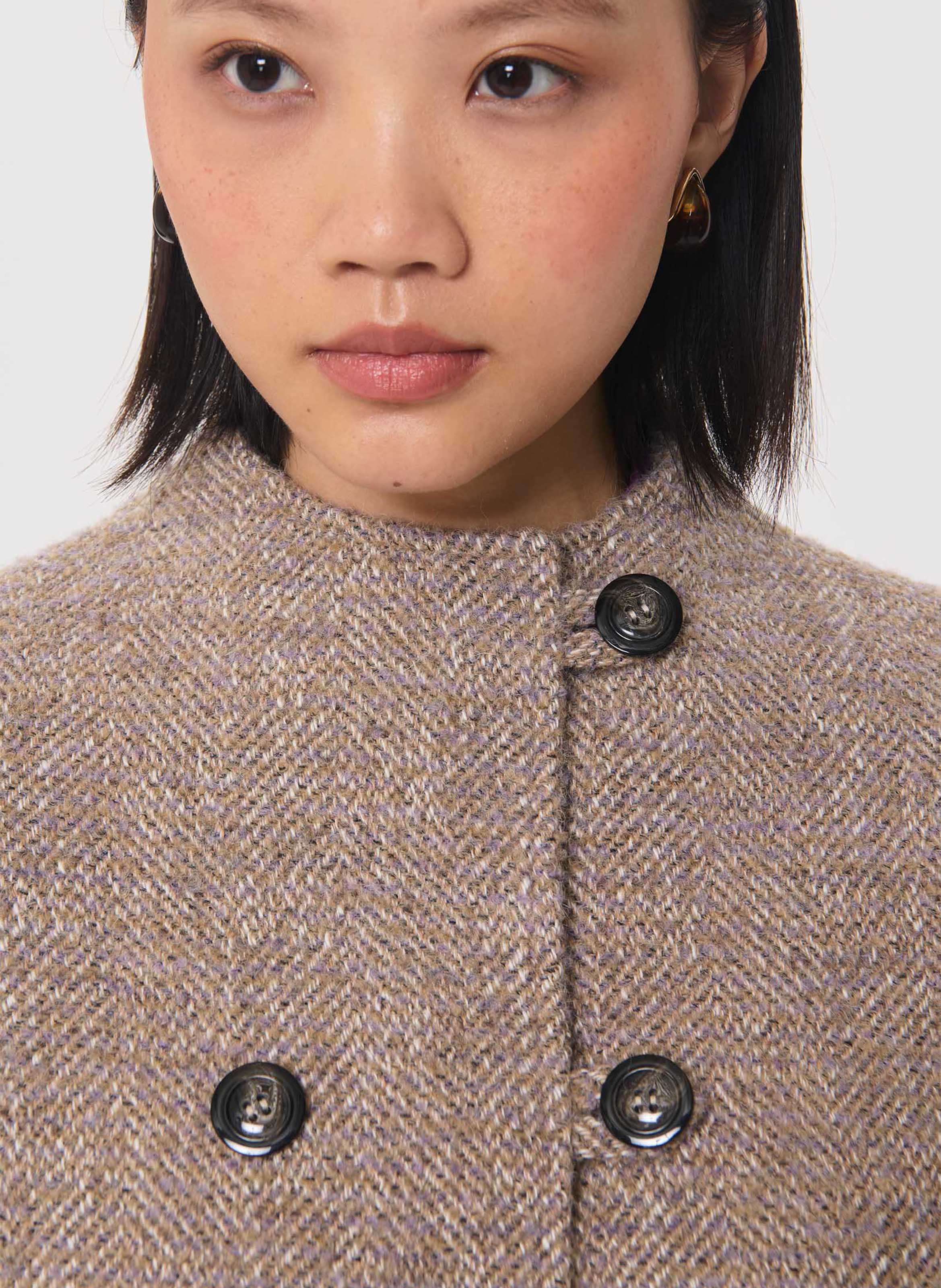Manteau ample boutonné uni TARA JARMON Violet