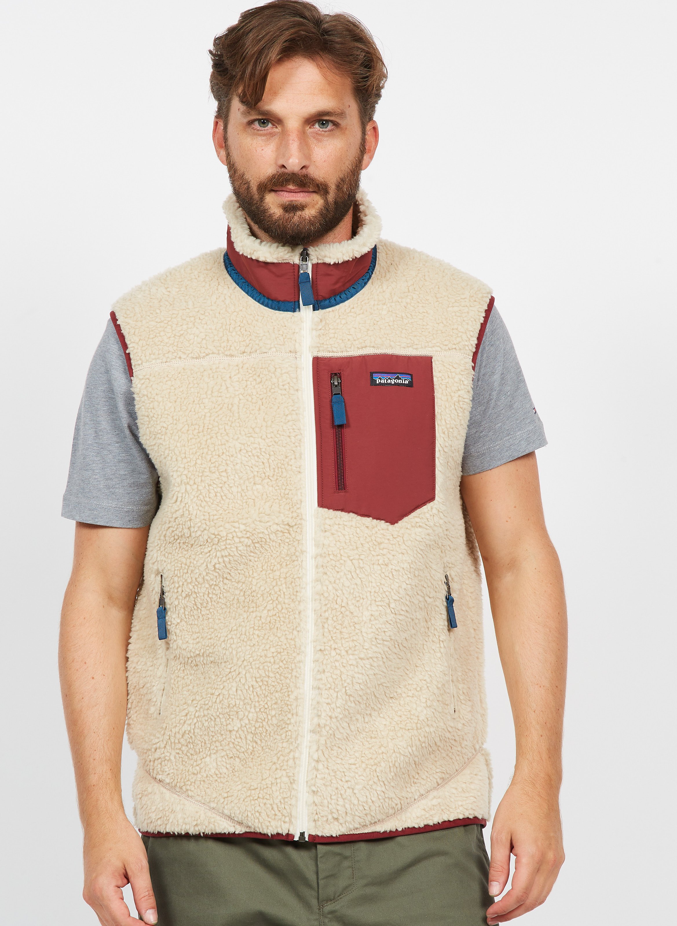 Sherpa Gilet Dark Natural W-sequoia Red 