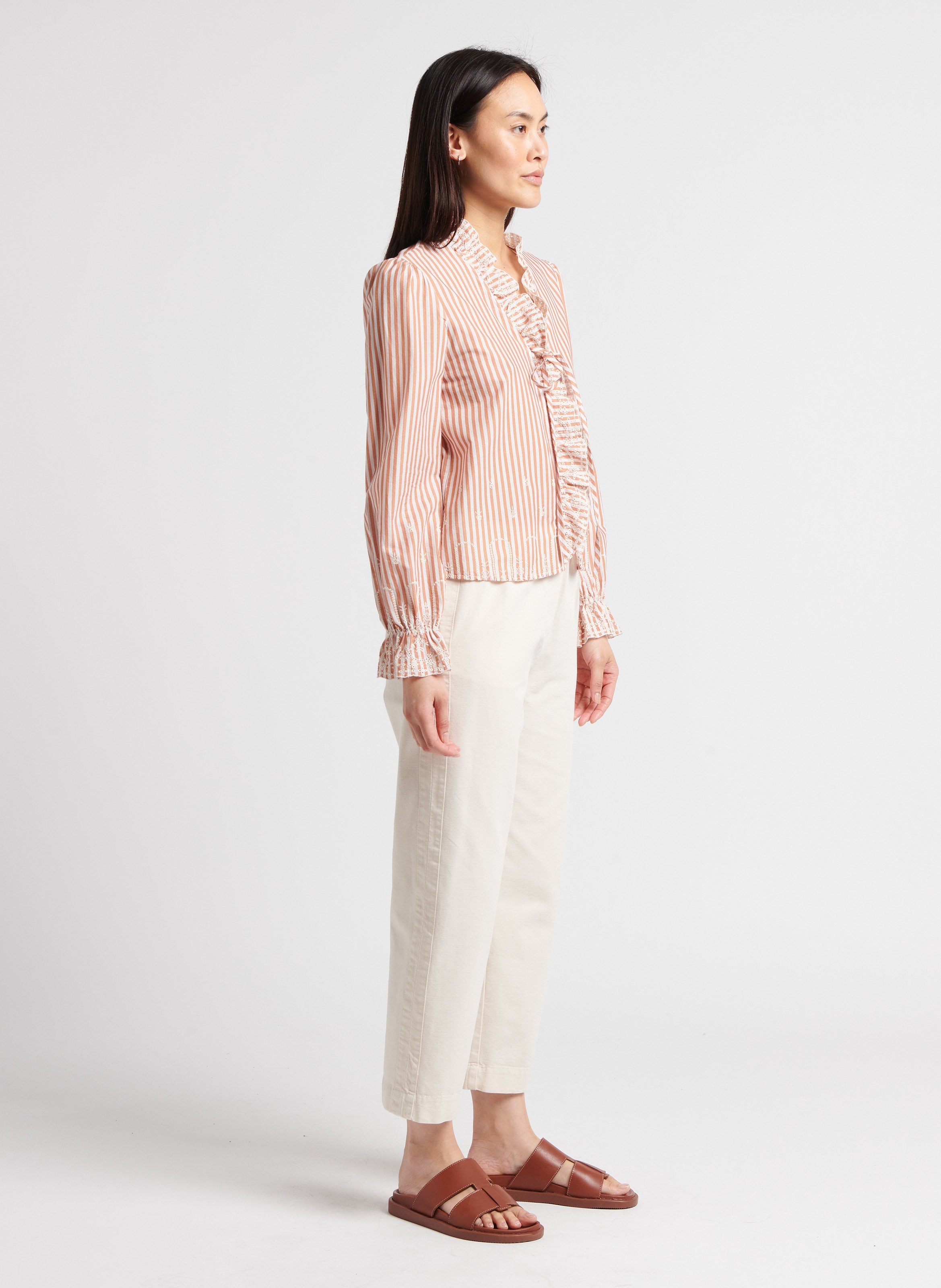 Straight cotton trousers BELLEPIECE Beige