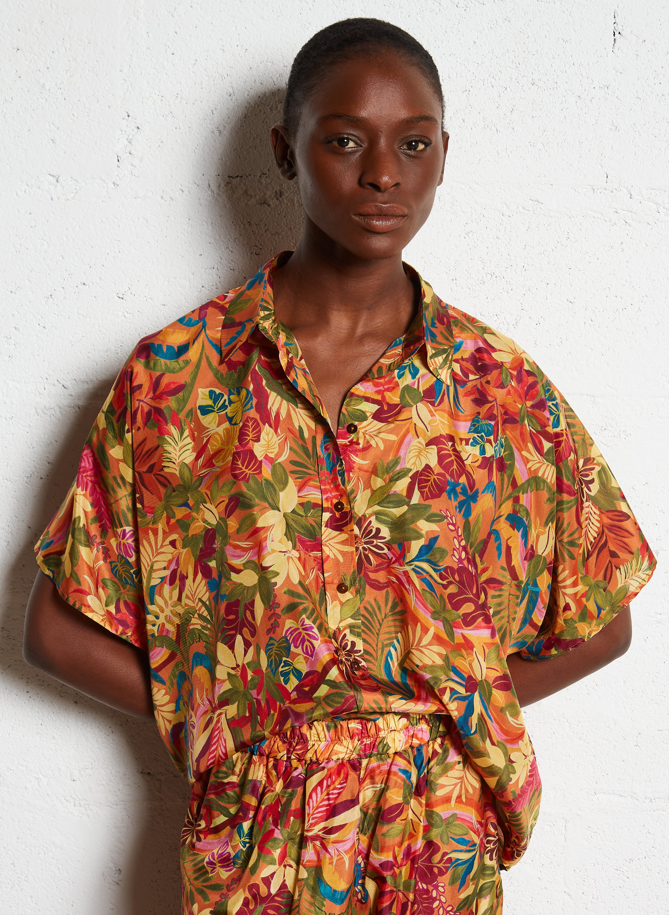 Chemise ample imprimée en soie  MOMONI Multicolore
