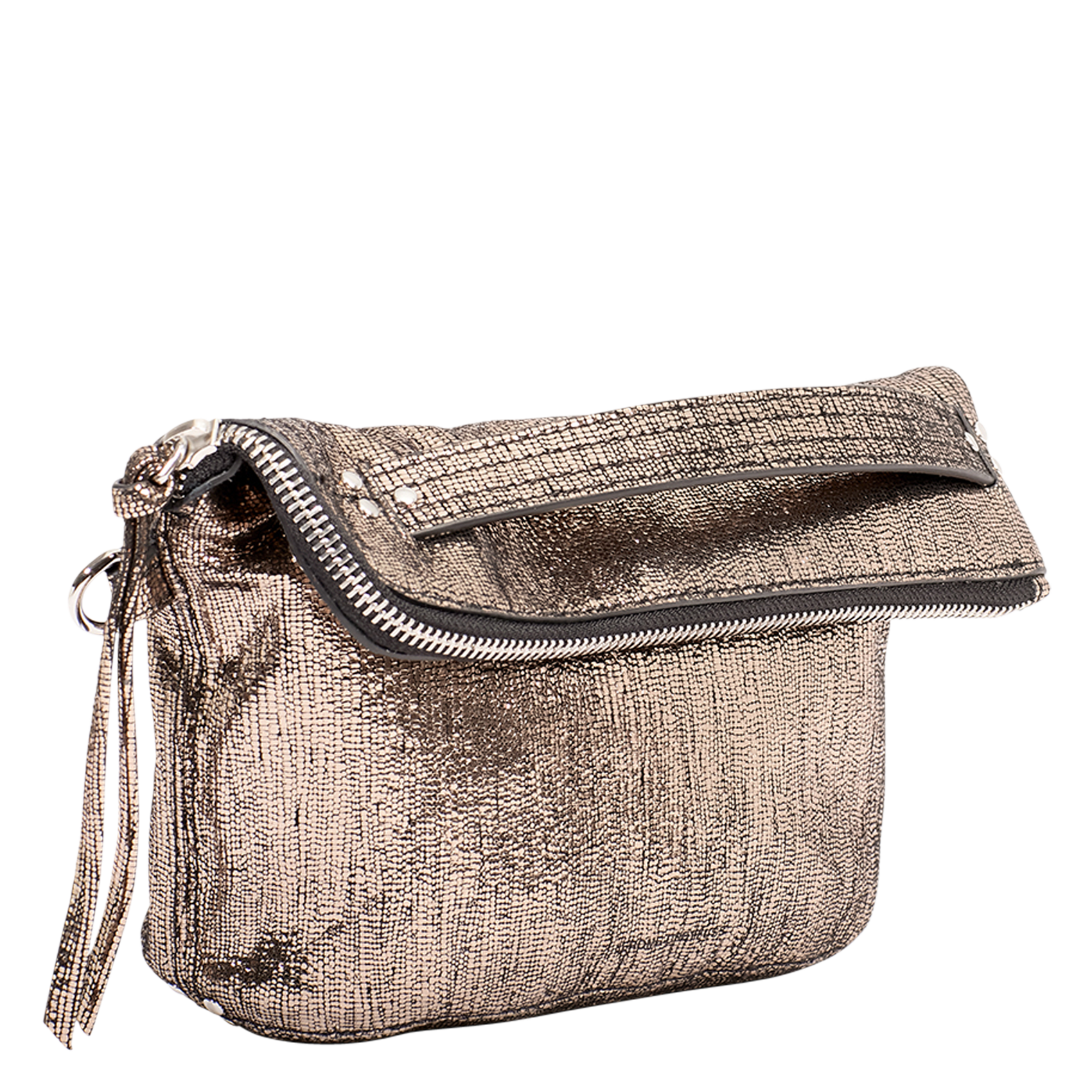 Metallic leather clutch JEROME DREYFUSS Silver