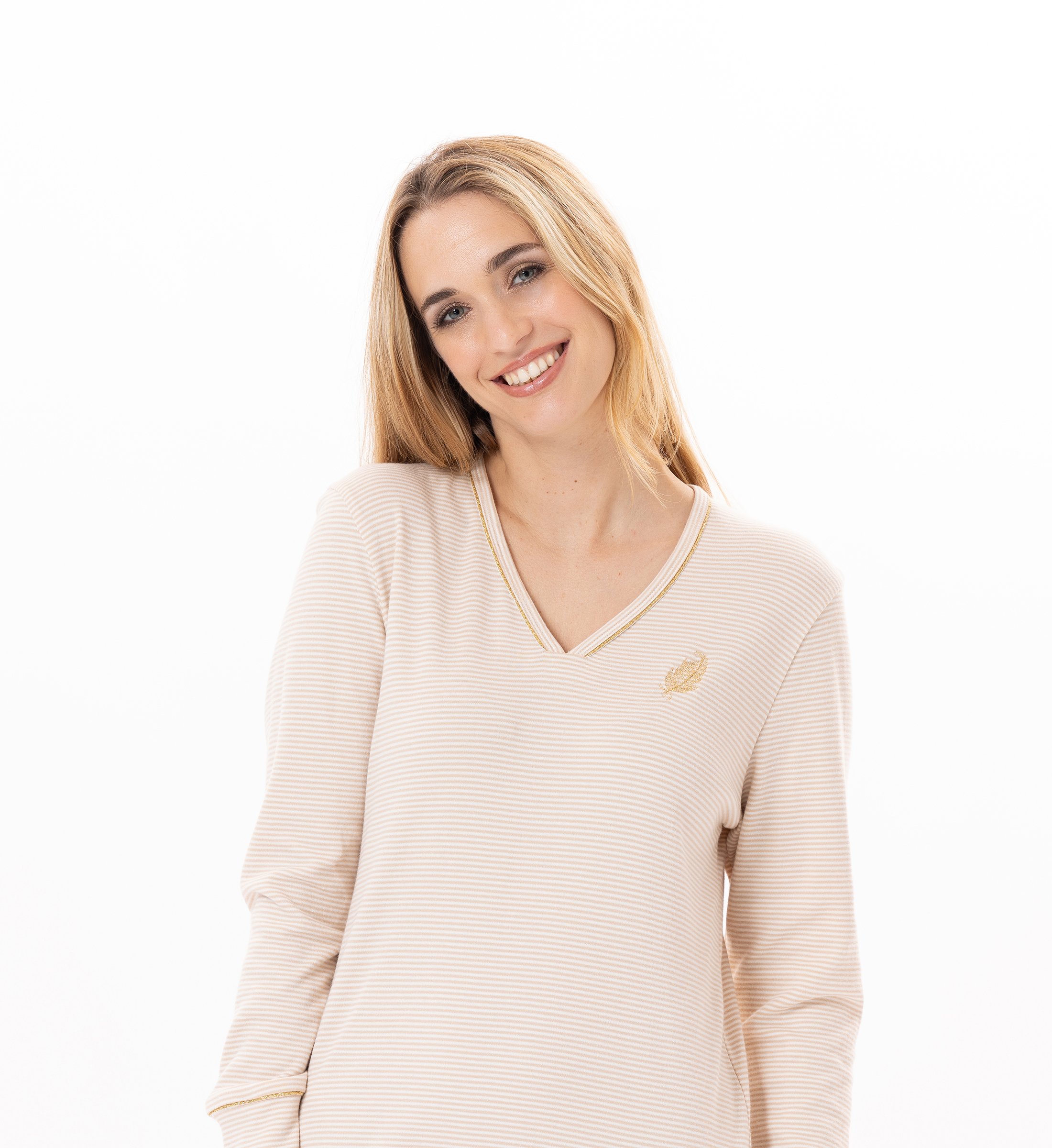 Cotton night shirt LE CHAT Beige