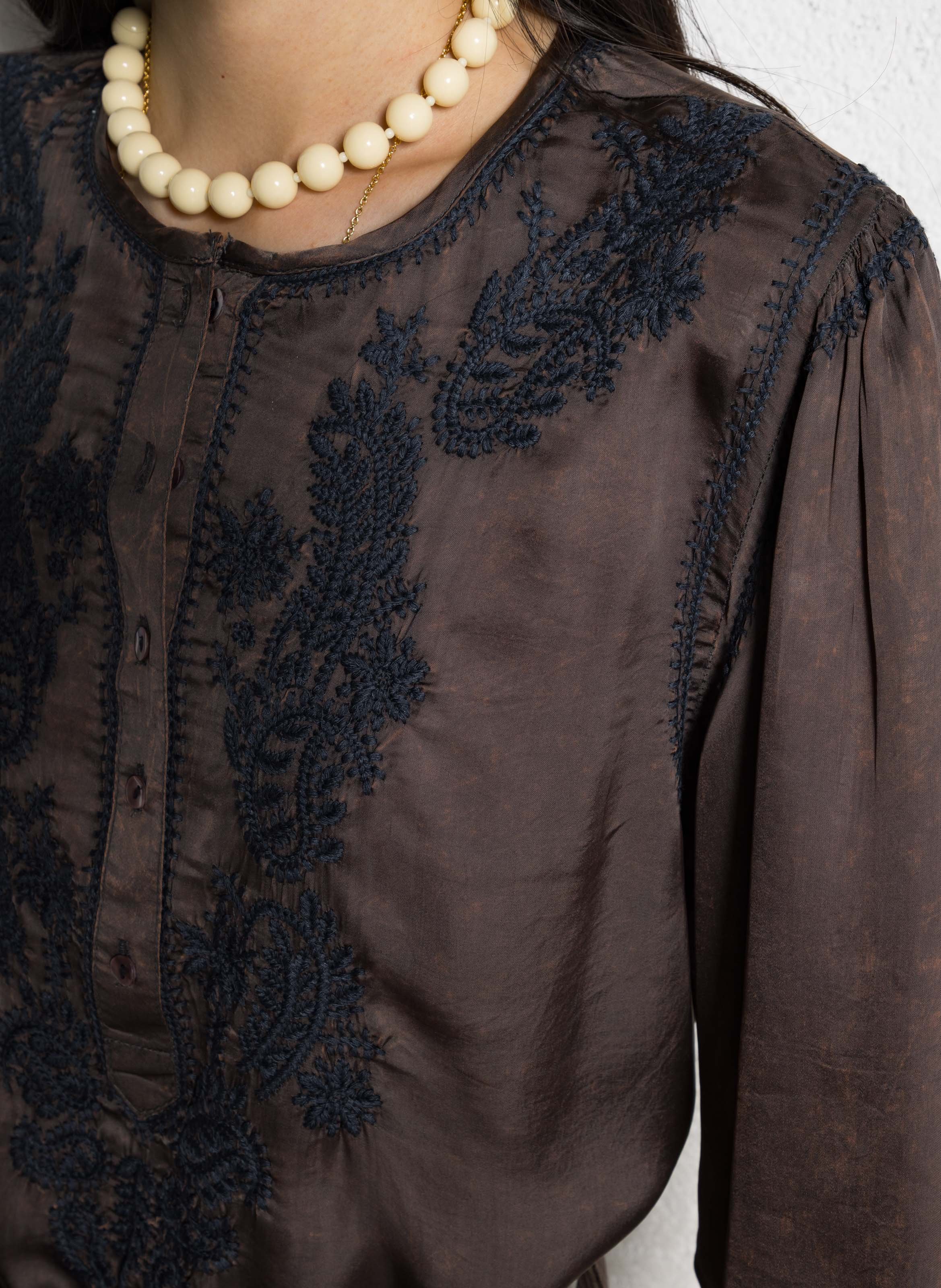 Mixed-knit jacquard round-neck sweater MAISON HOTEL Green