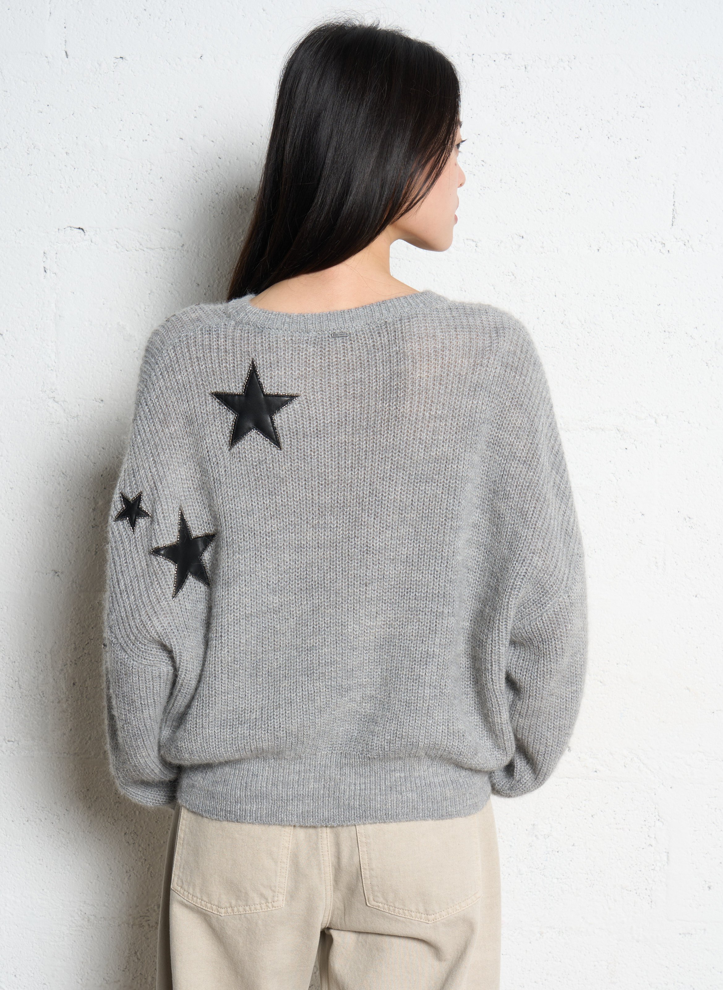 Gerader Pullover aus Alpakamischung IKKS Grau