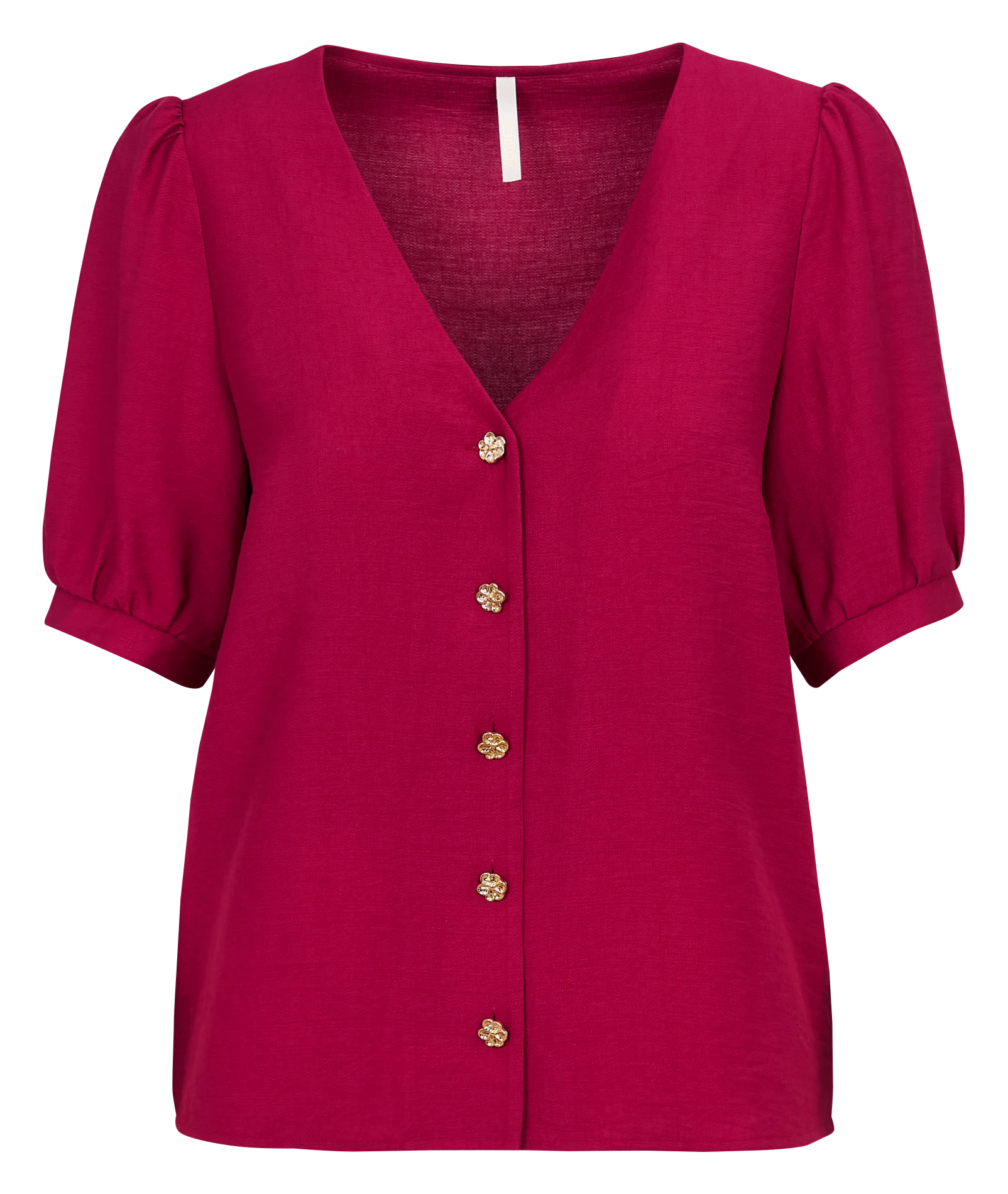 Straight V-neck top I CODE Pink