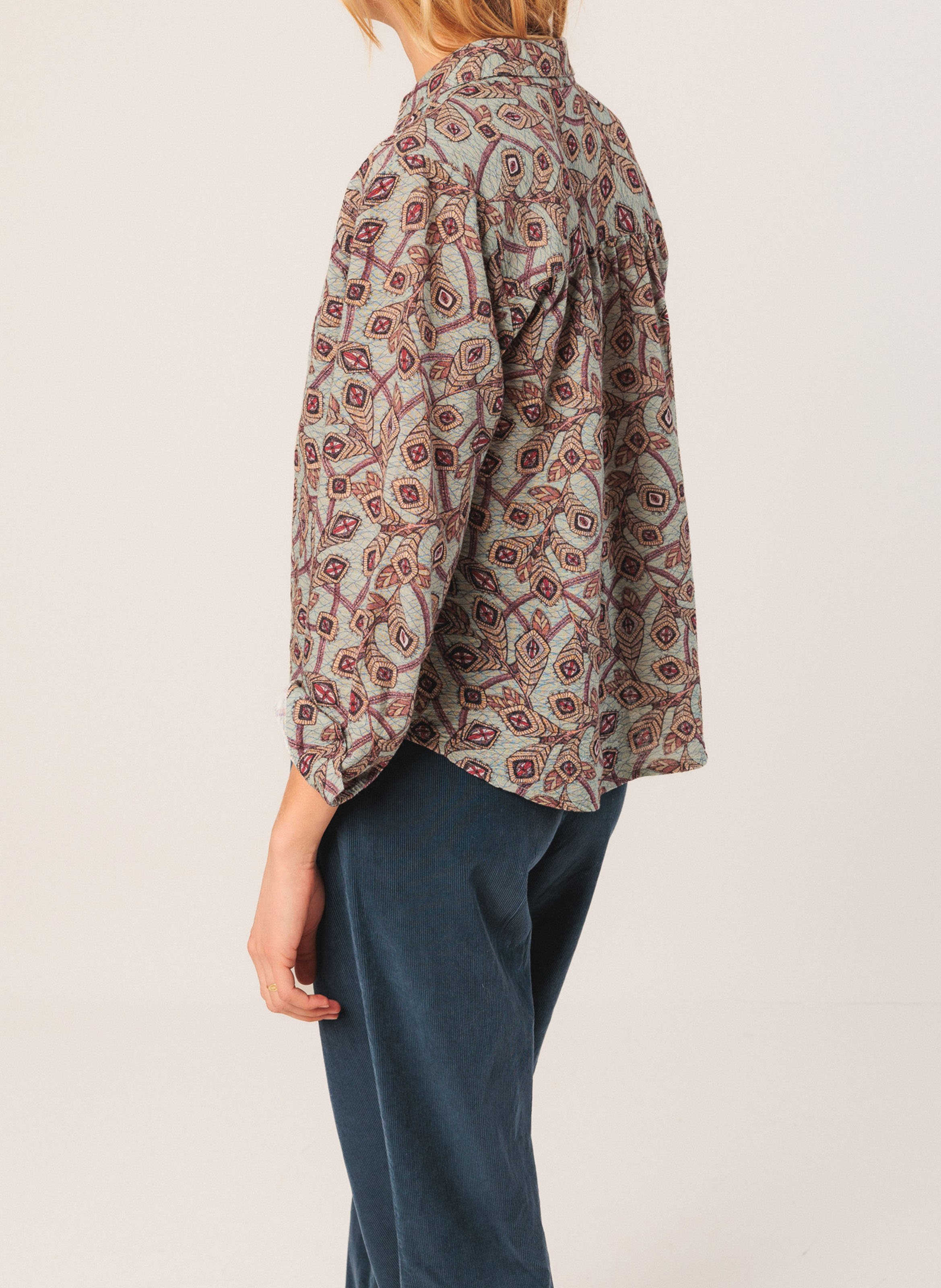 Loose-fit printed cotton shirt INDI & COLD Blue