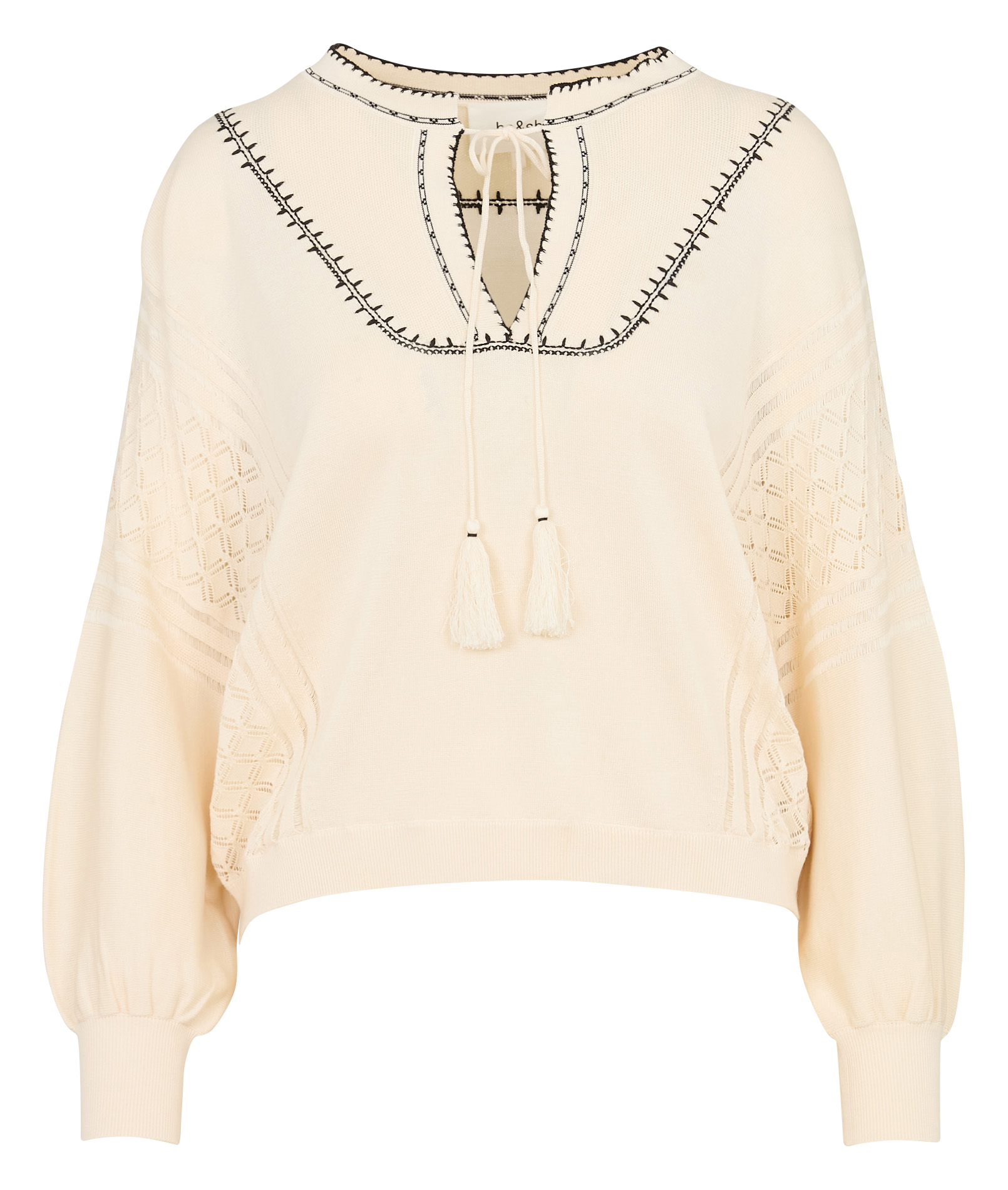 Pull col tunisien en coton mélangé BA&SH Beige