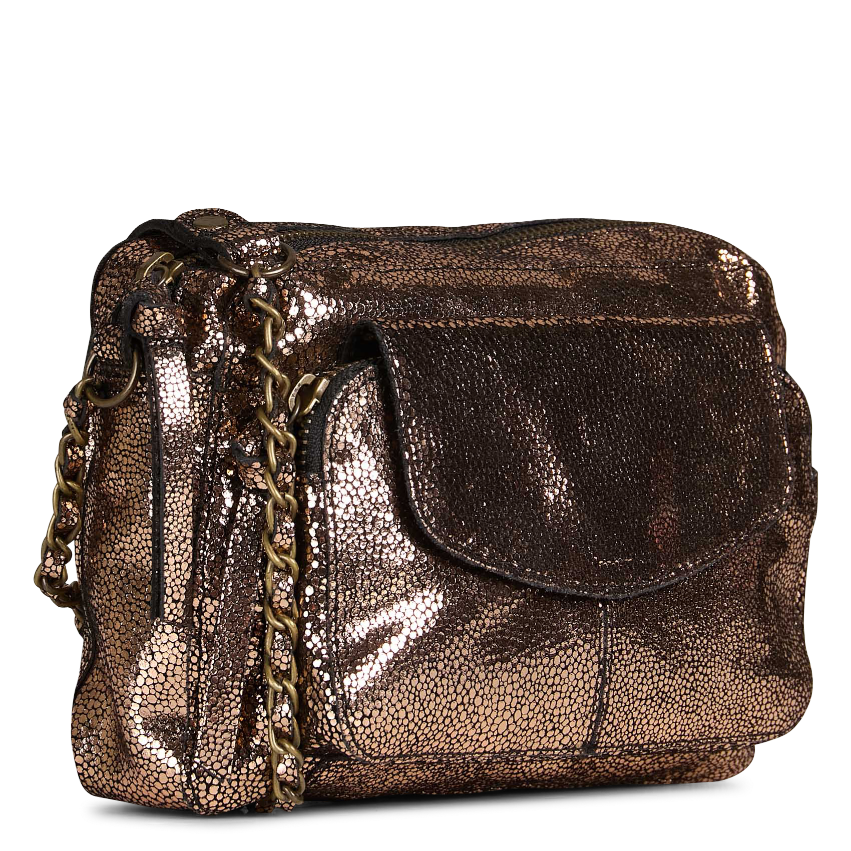 Dori leather shoulder bag PIECES Brown
