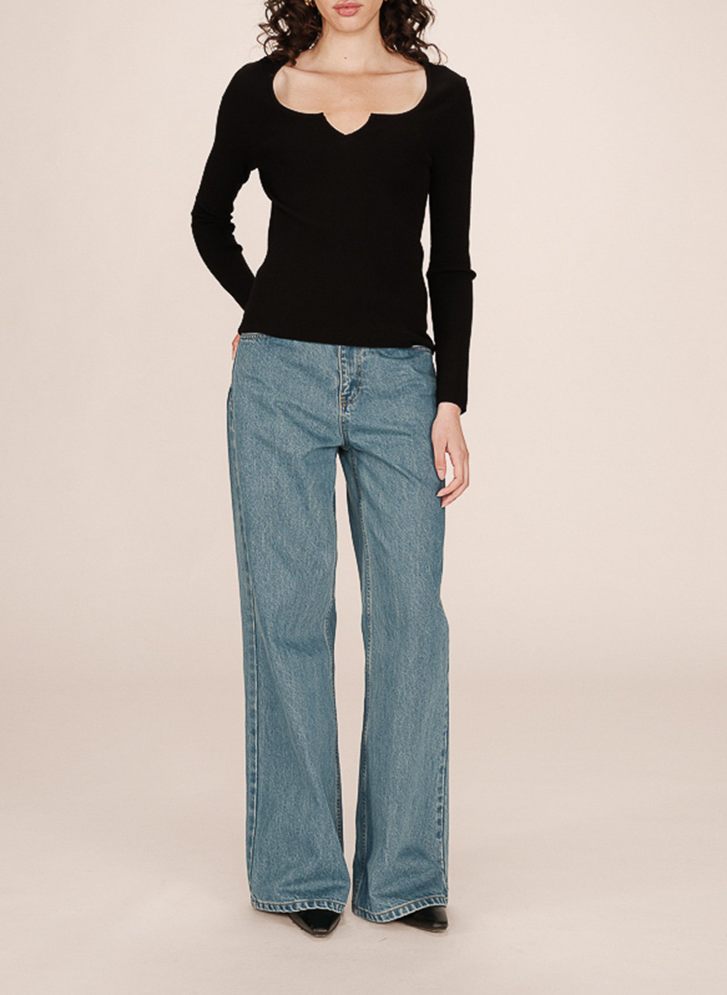 Square-neck sweater GRACE ET MILA Black