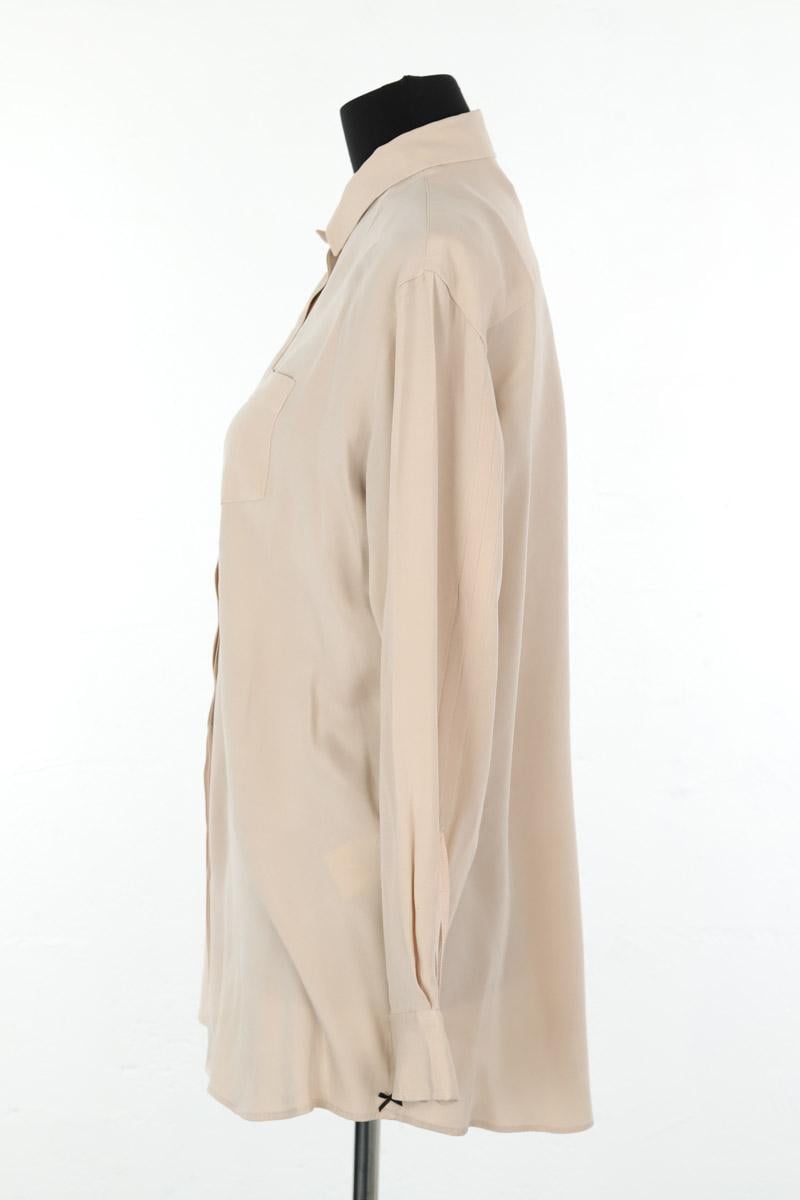 Printed silk satin classic-collar shirt PAUL SMITH - Seconde main Beige