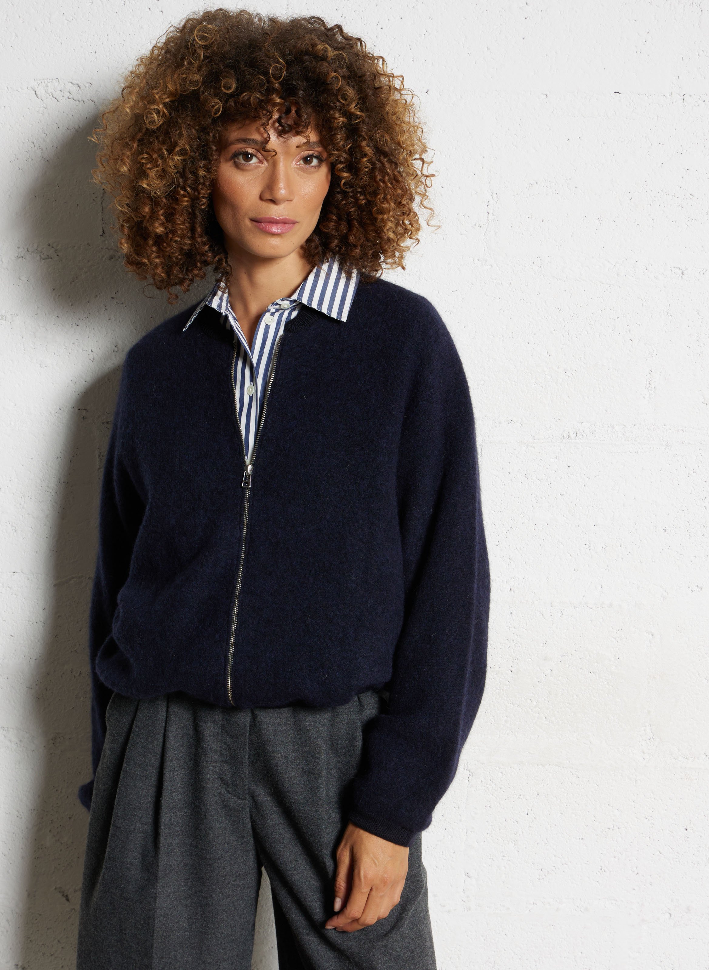 Uni ritsvest in gemengde wol BELLEROSE Blauw