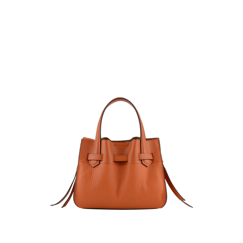 Handbag - cowhide leather POURCHET Orange
