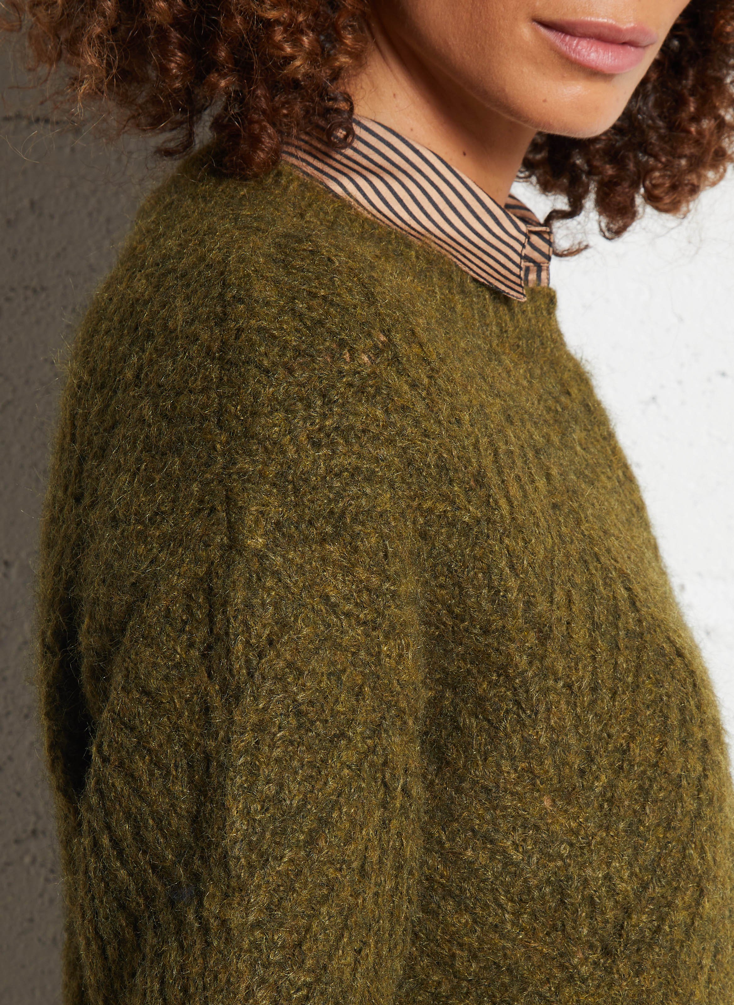 Pull col rond  SEE U SOON Vert