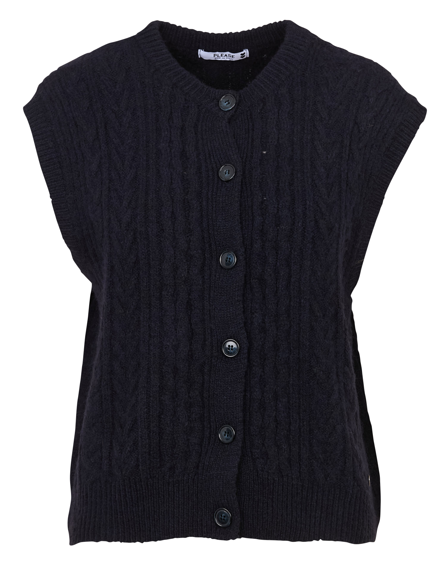 Oversized round neck vest Blue