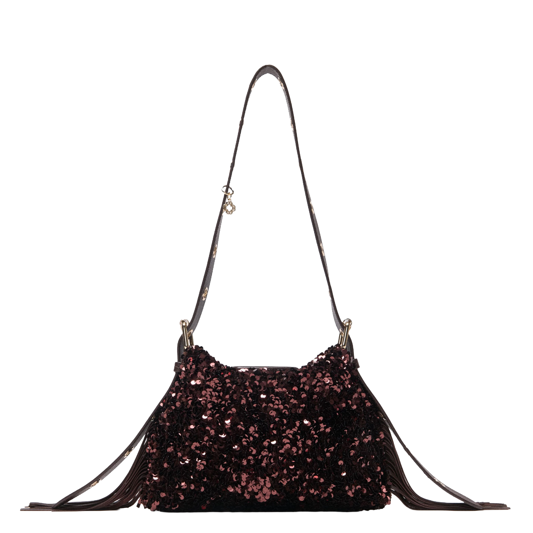 Sac bandoulière à sequins MAJE Marron