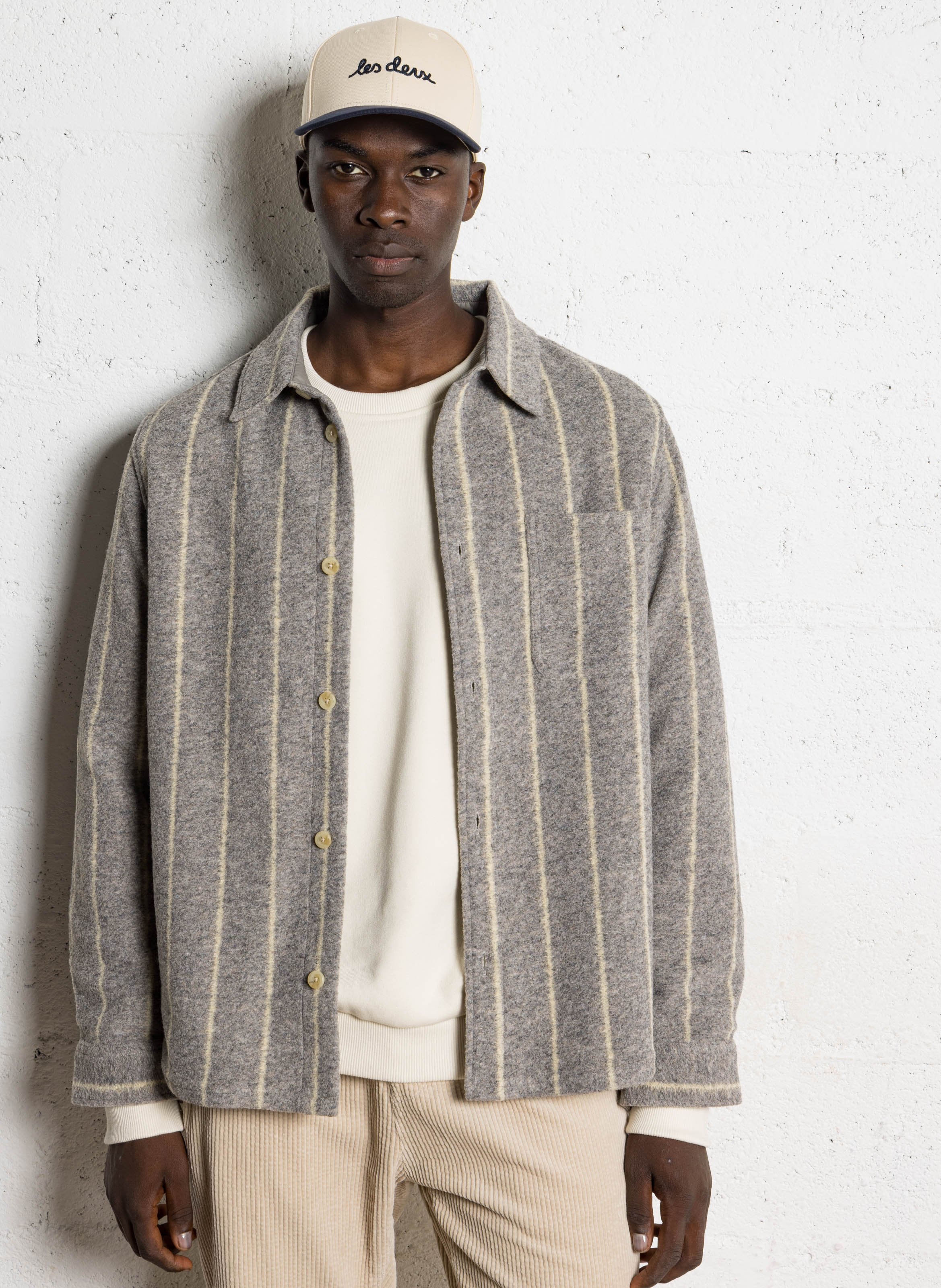 Striped overshirt LES DEUX Grey