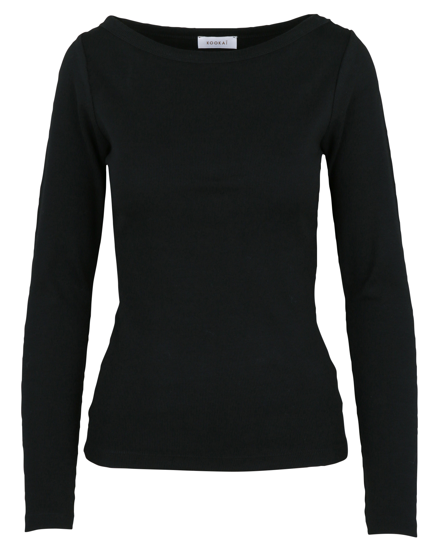 Ribbed fitted boat neck t-shirt KOOKAI Black
