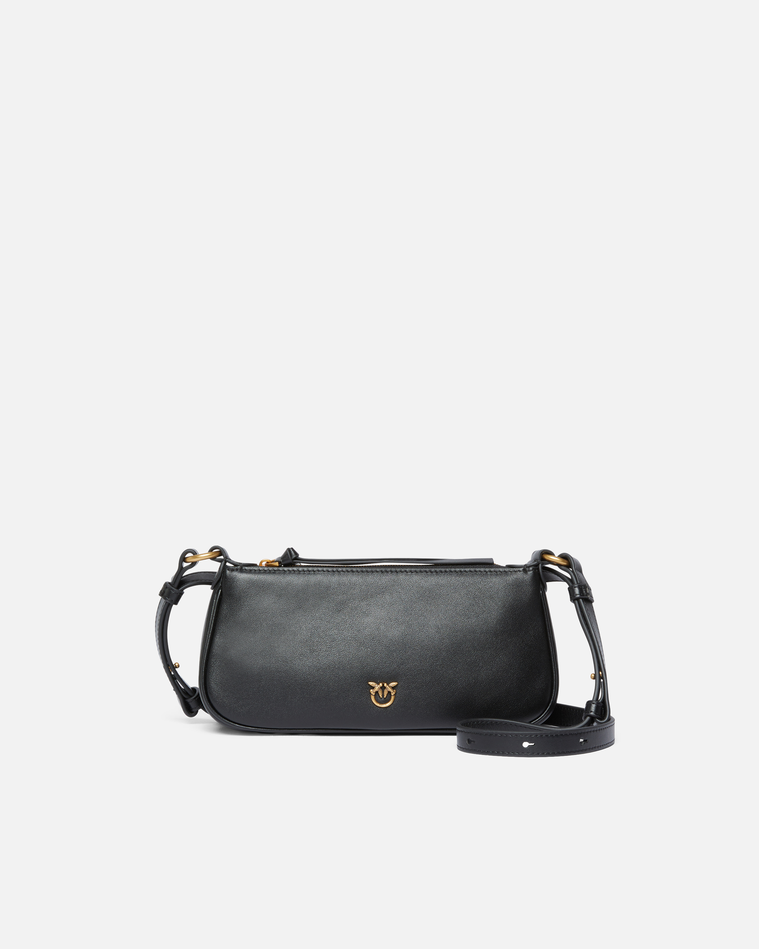 Mini leather half-moon baguette shoulder bag PINKO