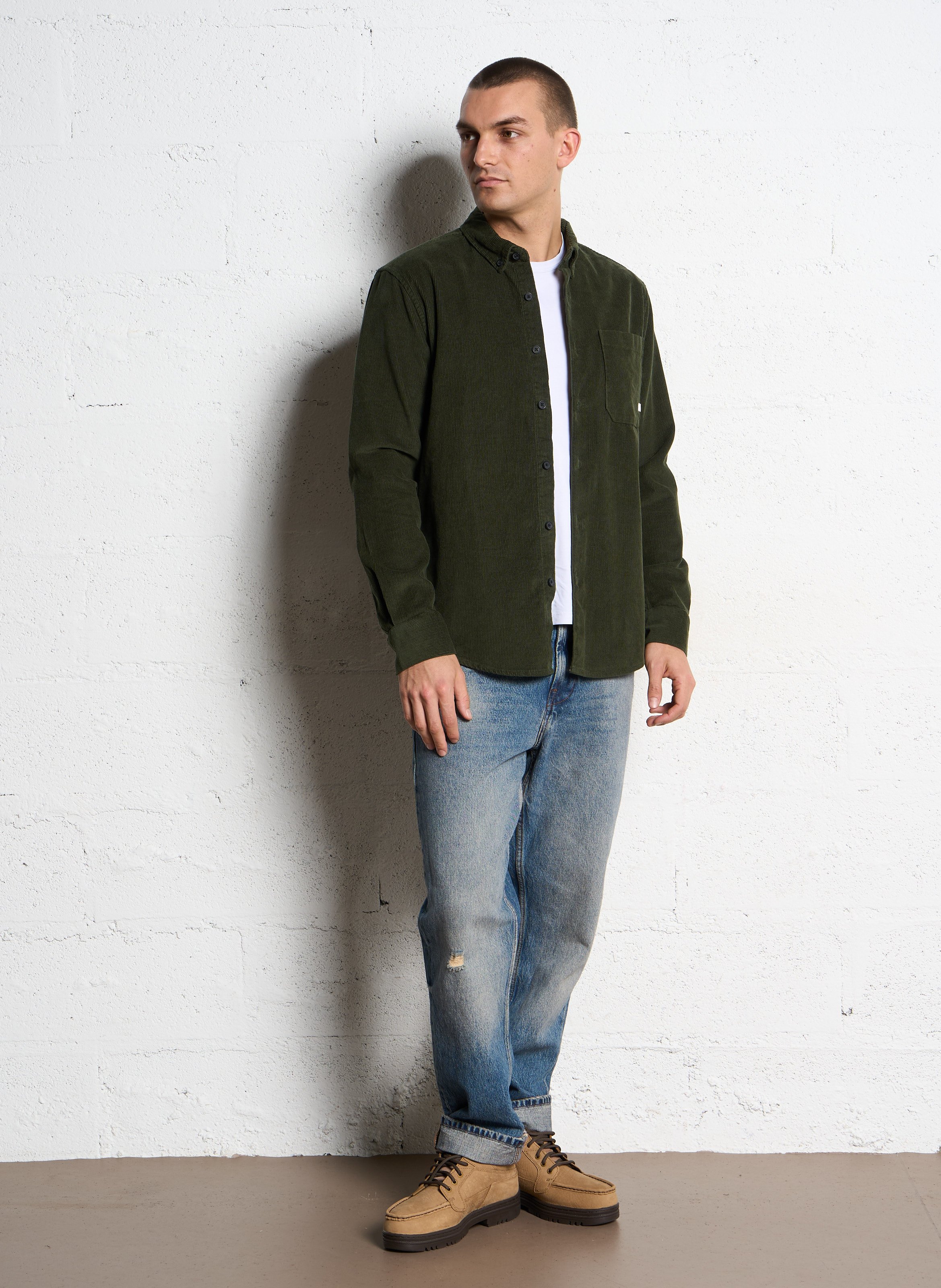 Chemise droite en coton bio FARAH Vert