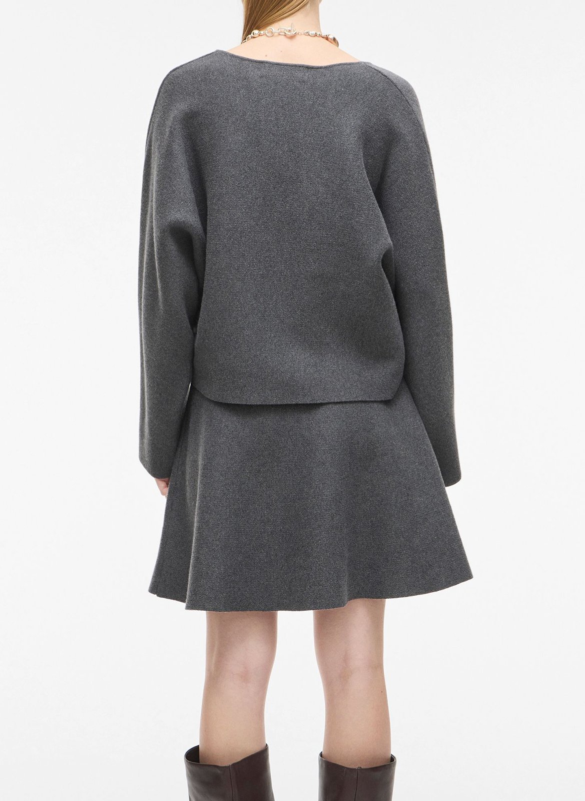 Pull oversize col V en coton et laine ROUGE EDIT Gris