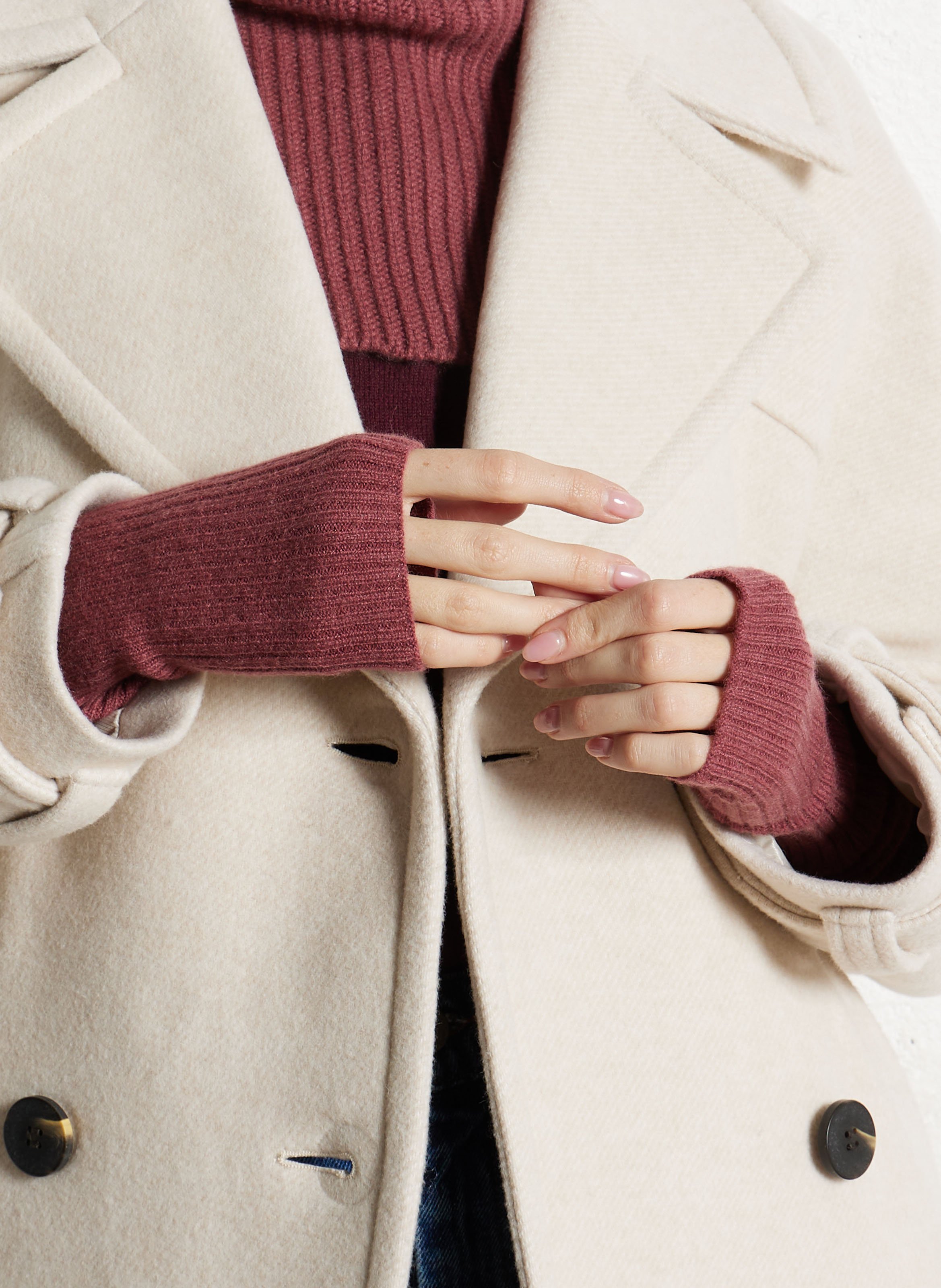 Cashmere fingerless gloves KOON Pink