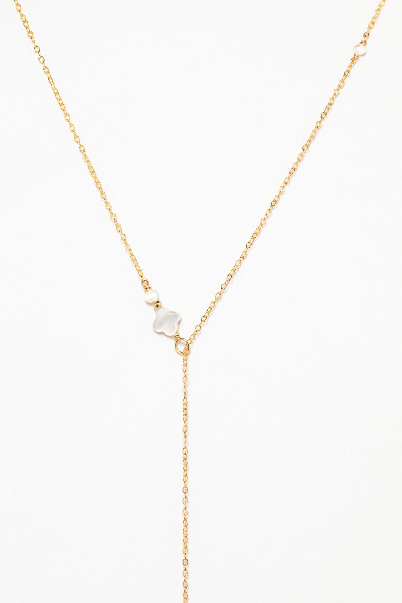 Adjustable necklace - mother of pearl Golden