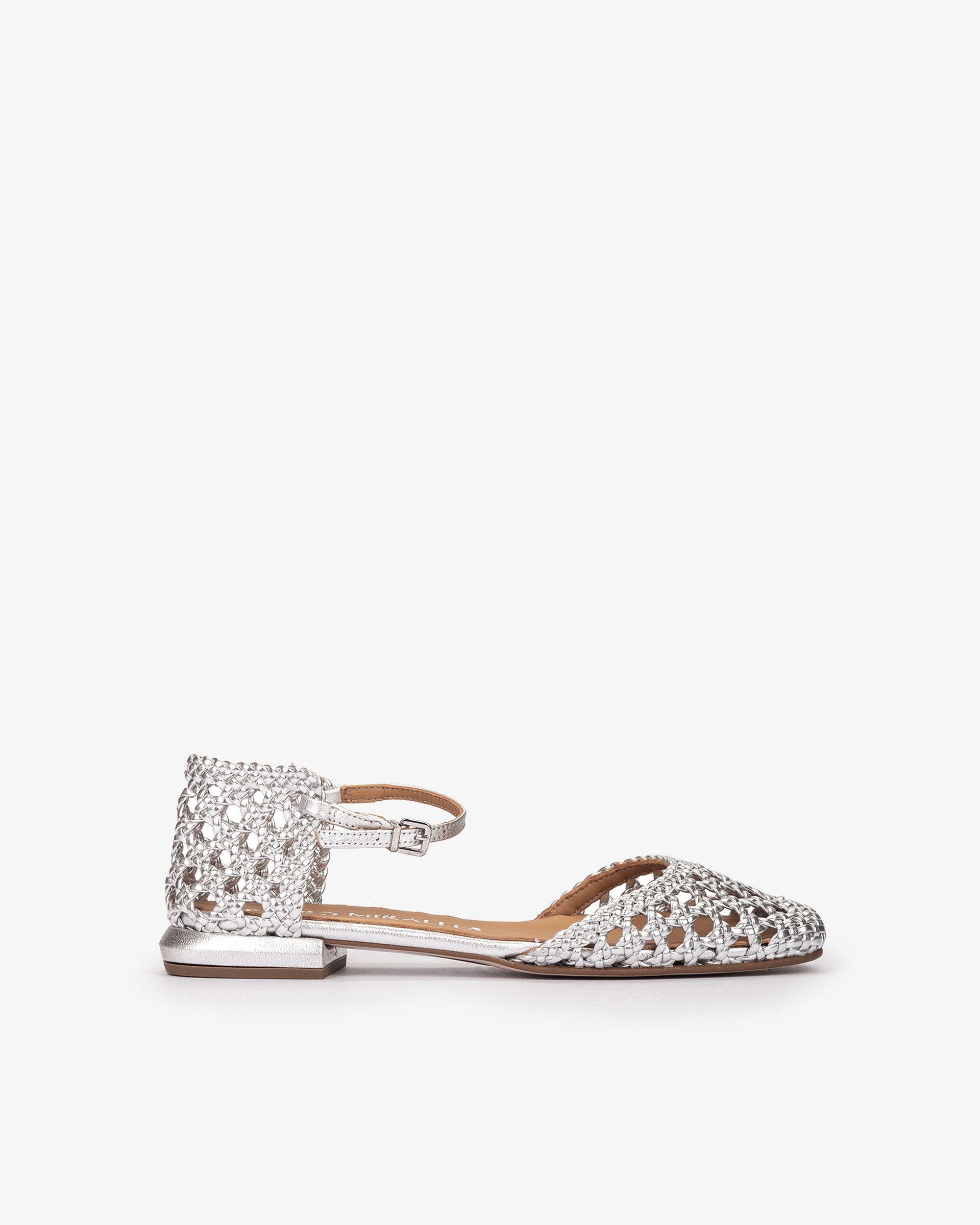 Braided metallic silver flat shoe PEDRO MIRALLES Golden