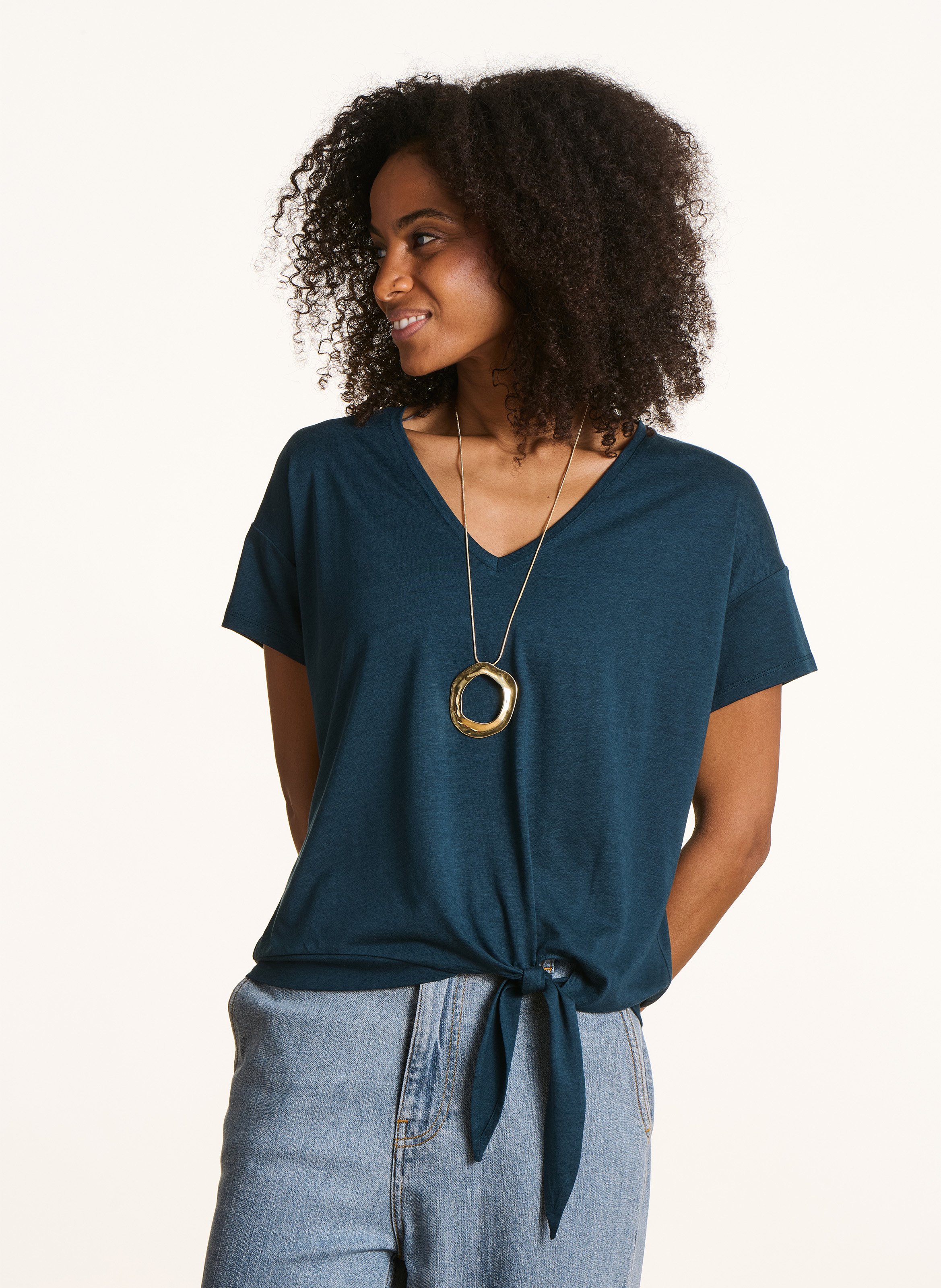 Oversize T-Shirt mit V-Ausschnitt LA FEE MARABOUTEE Grun